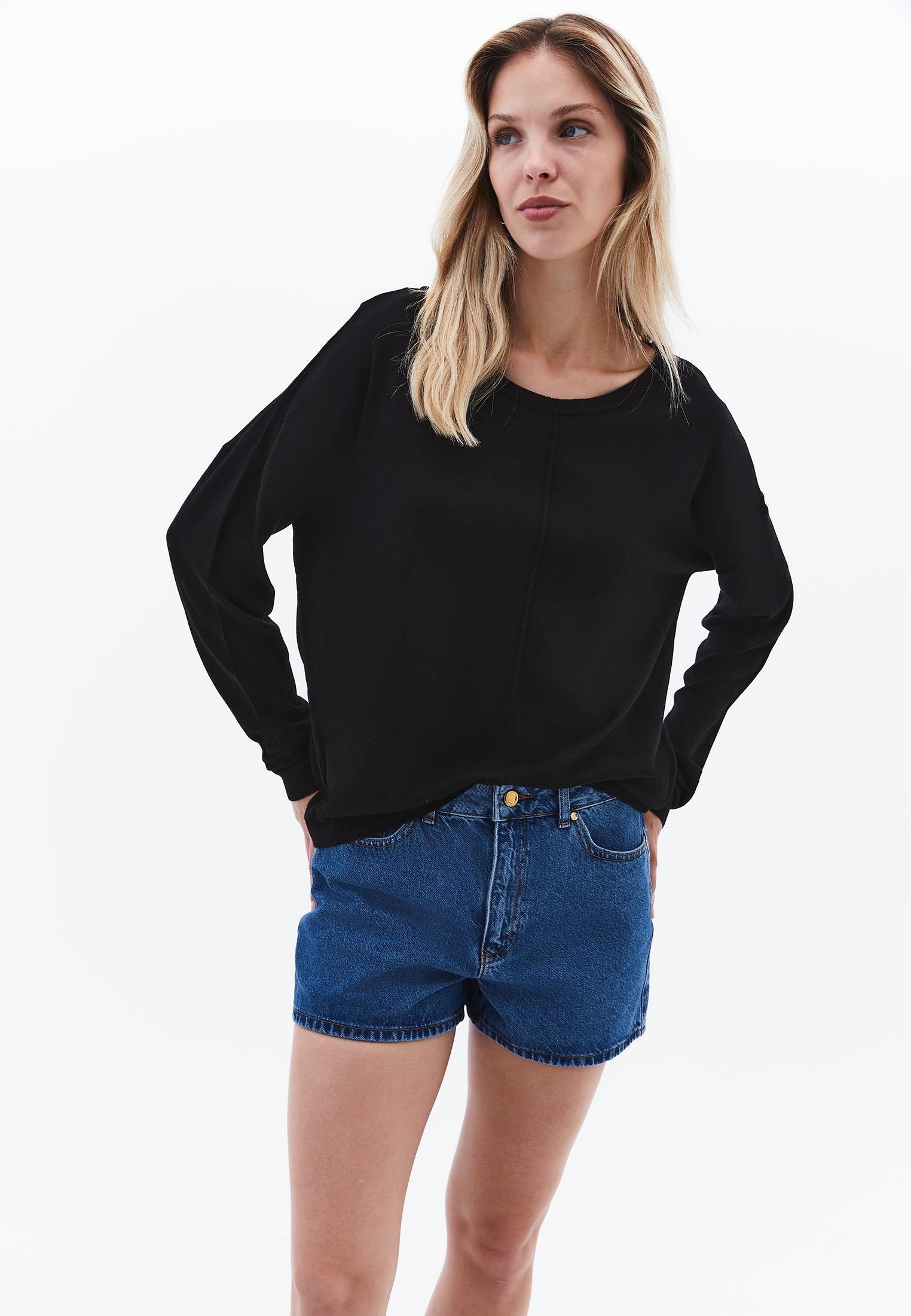 Winter Boat Neck Sweater - BLACK