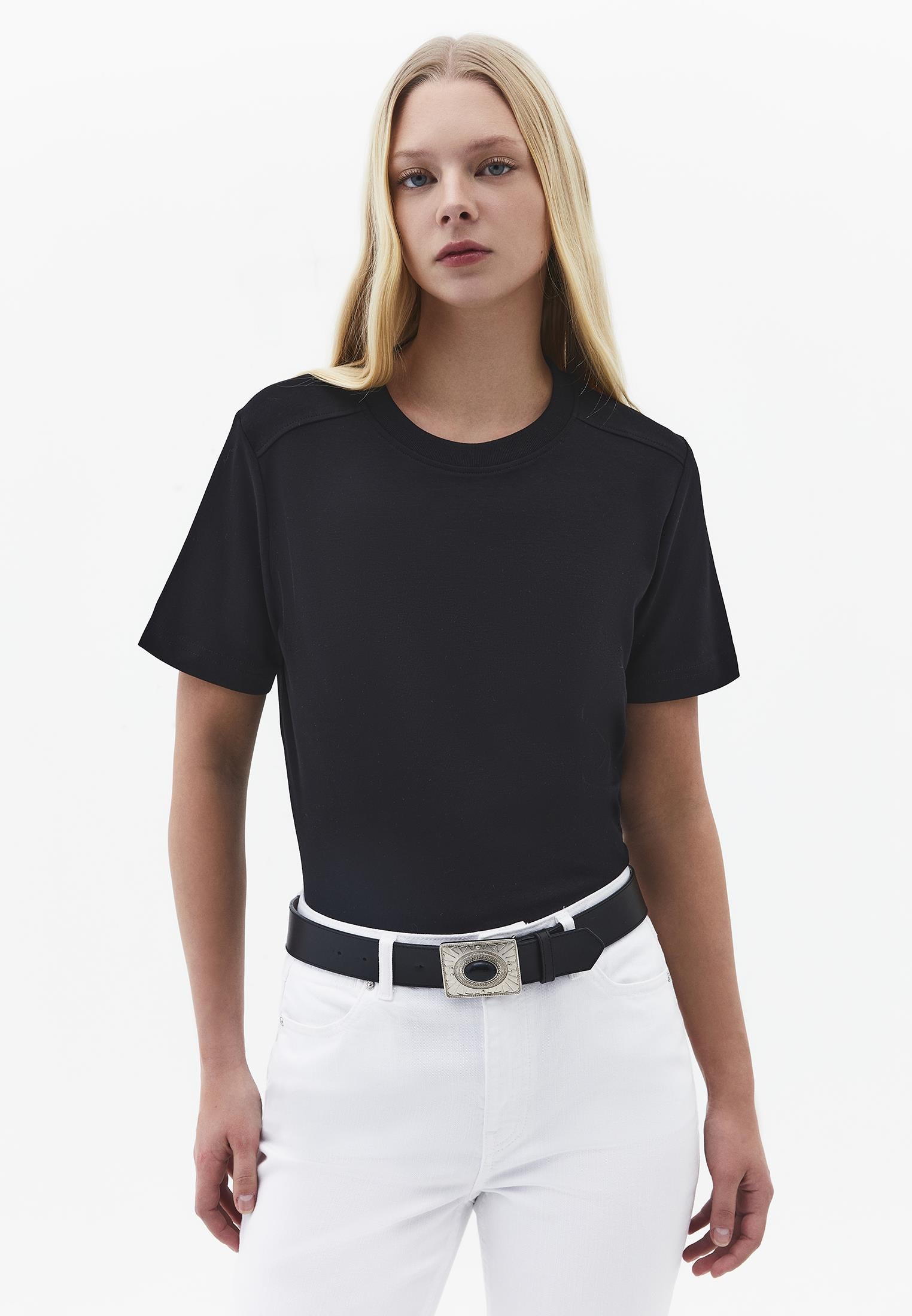 Crew Neck Loose Fit T-Shirt - BLACK
