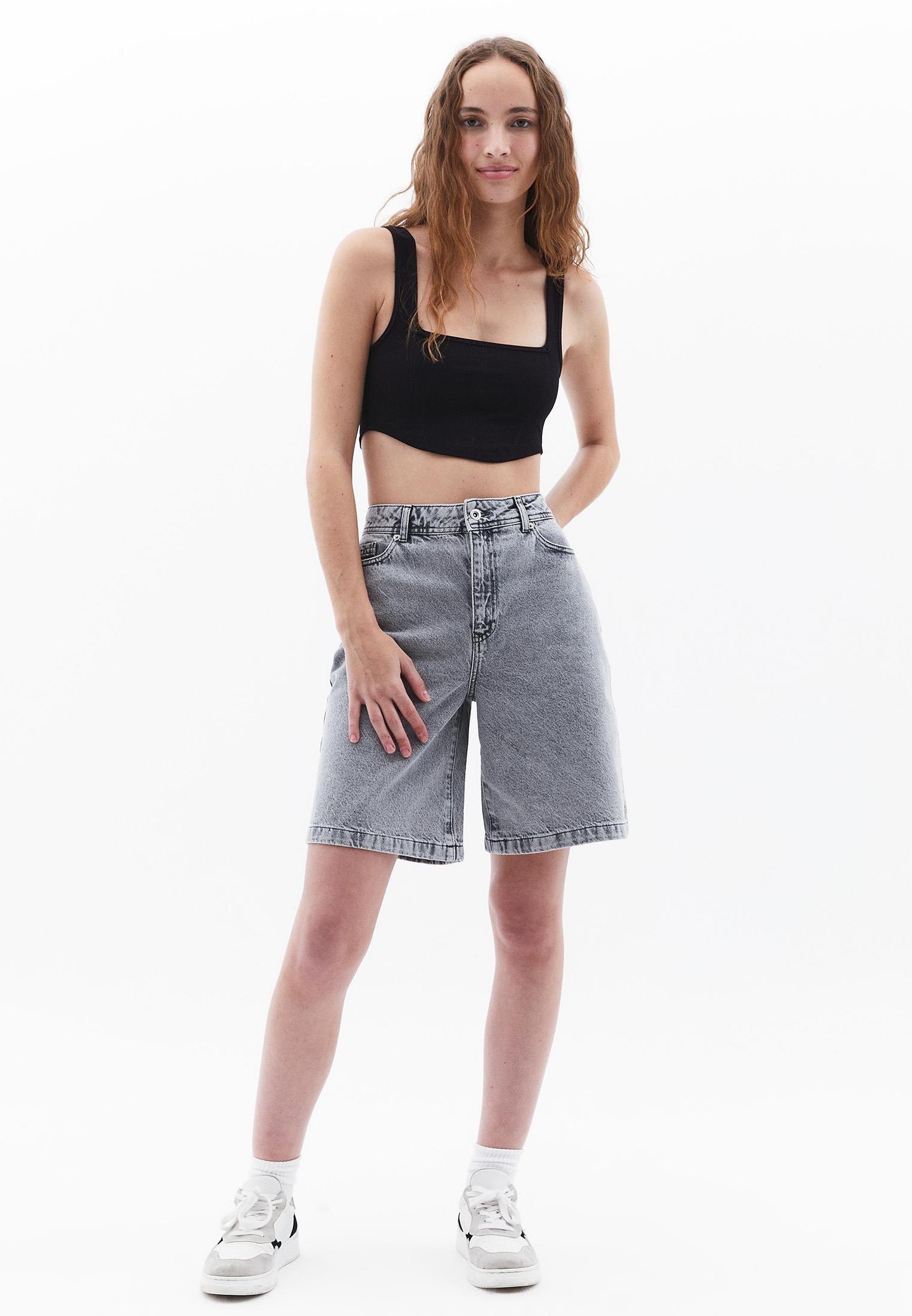 U Neck Bodycon Cropped Tank Top - BLACK