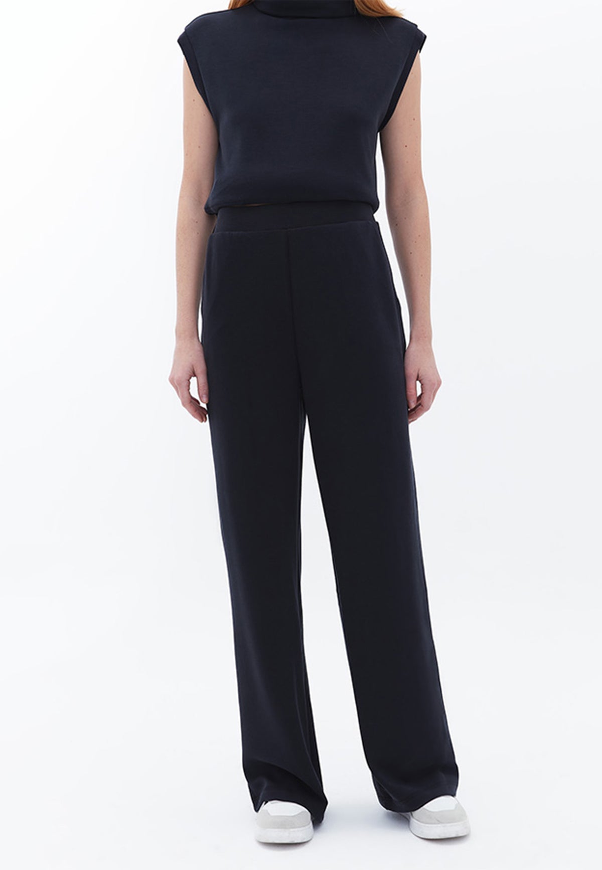 High Waist Pocket Detailed Straight Leg Women's Pants - BLACK