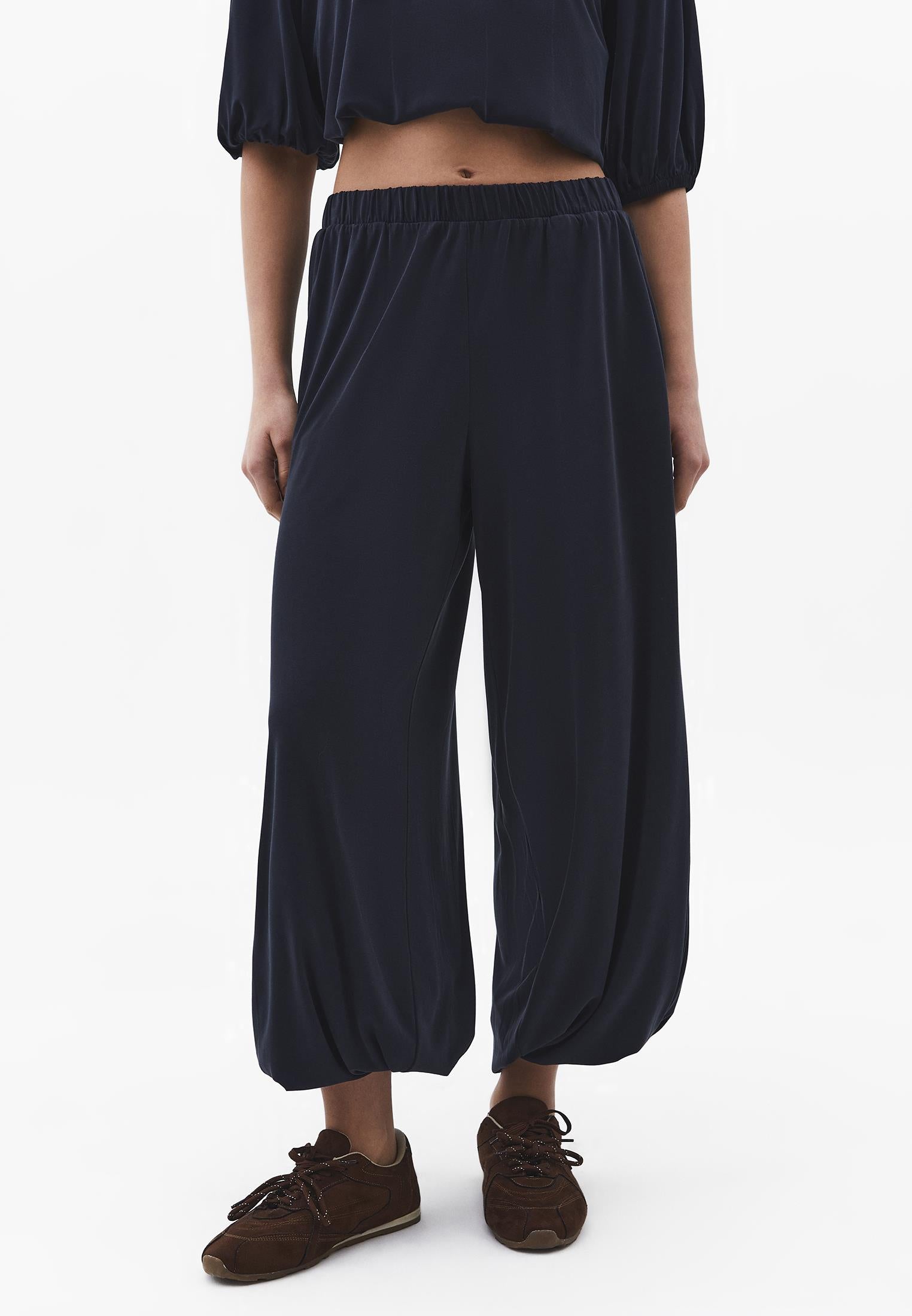 Balloon Form High Waist Jogger Pants - BLACK