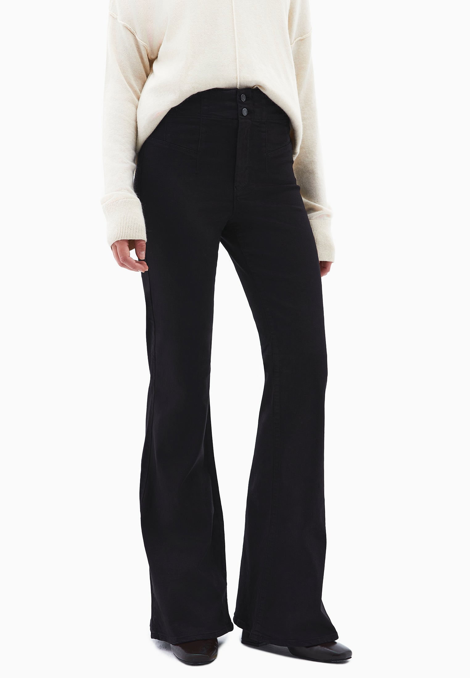 Long Slit Spanish Flared Pants - BLACK
