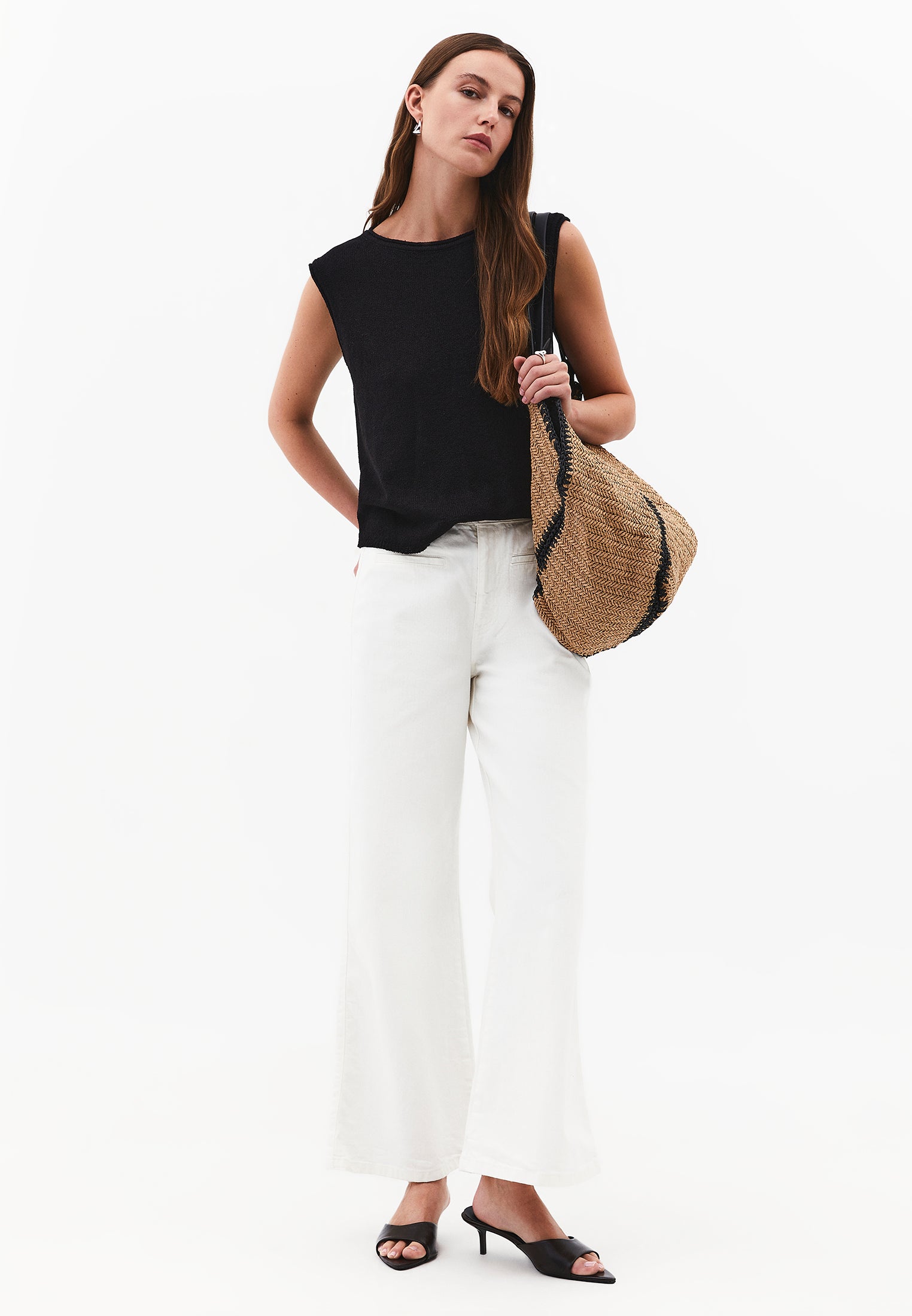 Asymmetric Tunic Knit Tank - BLACK