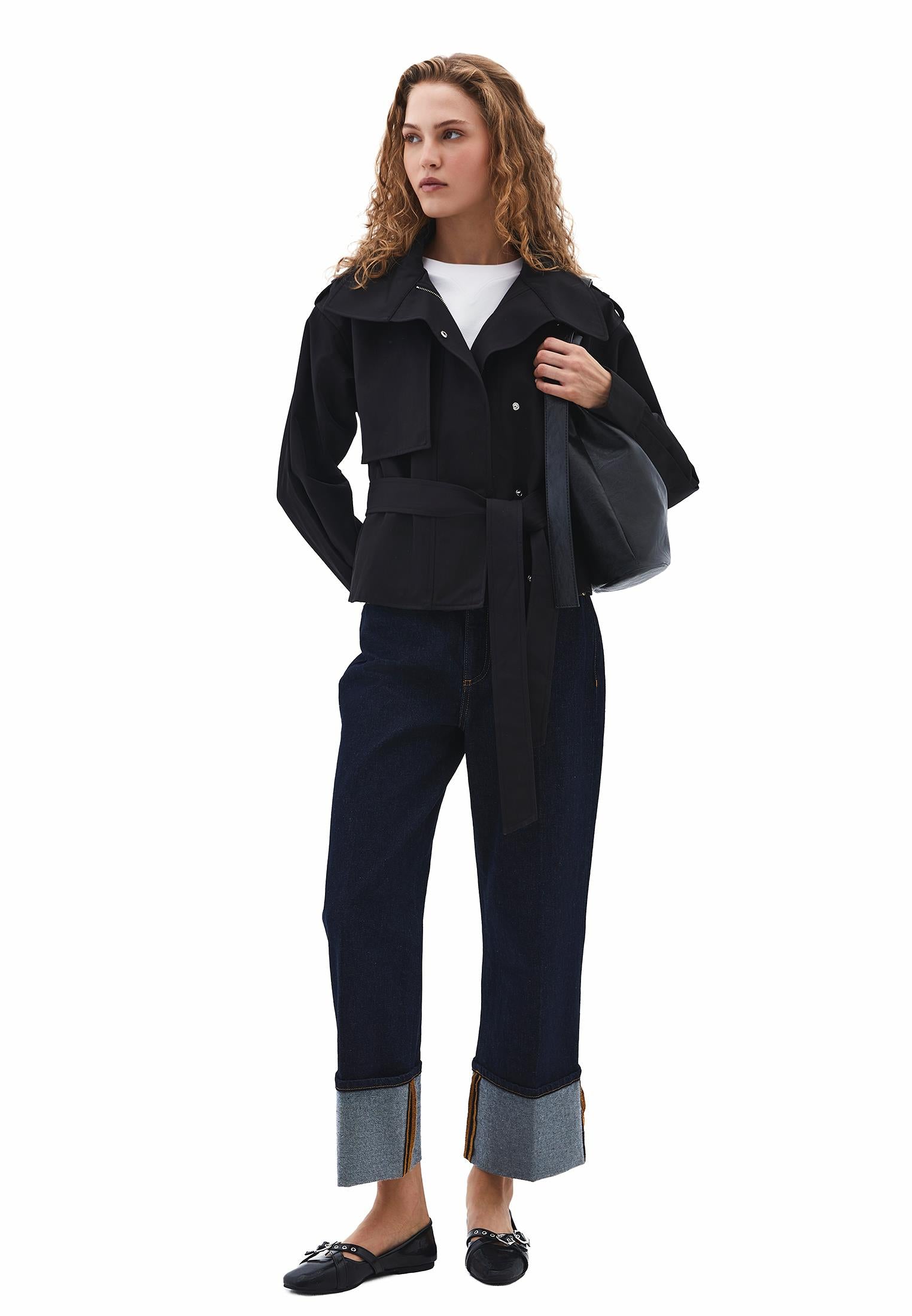 Oversize Cotton Trenchcoat - BLACK