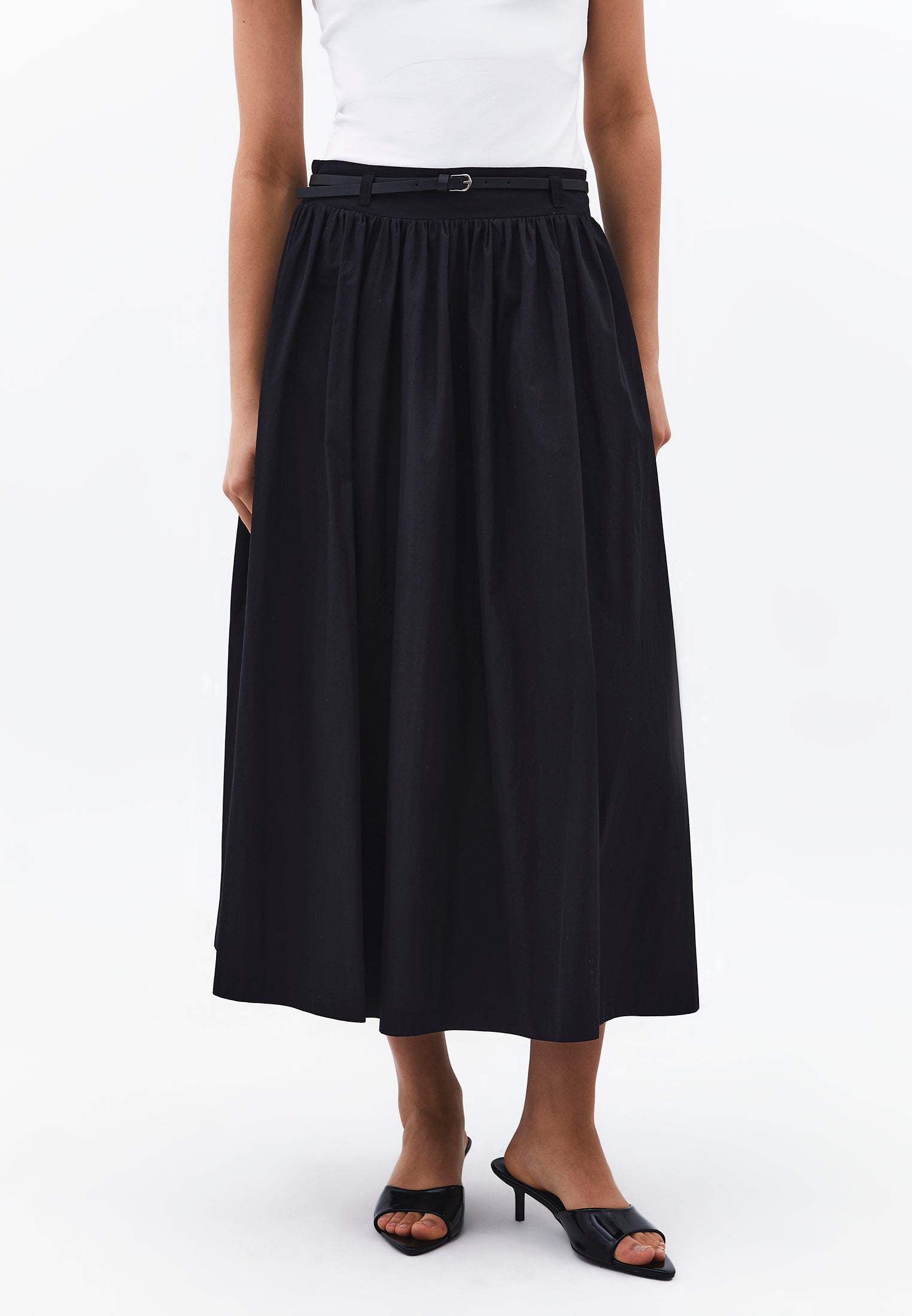 A-Line Long Skirt - BLACK