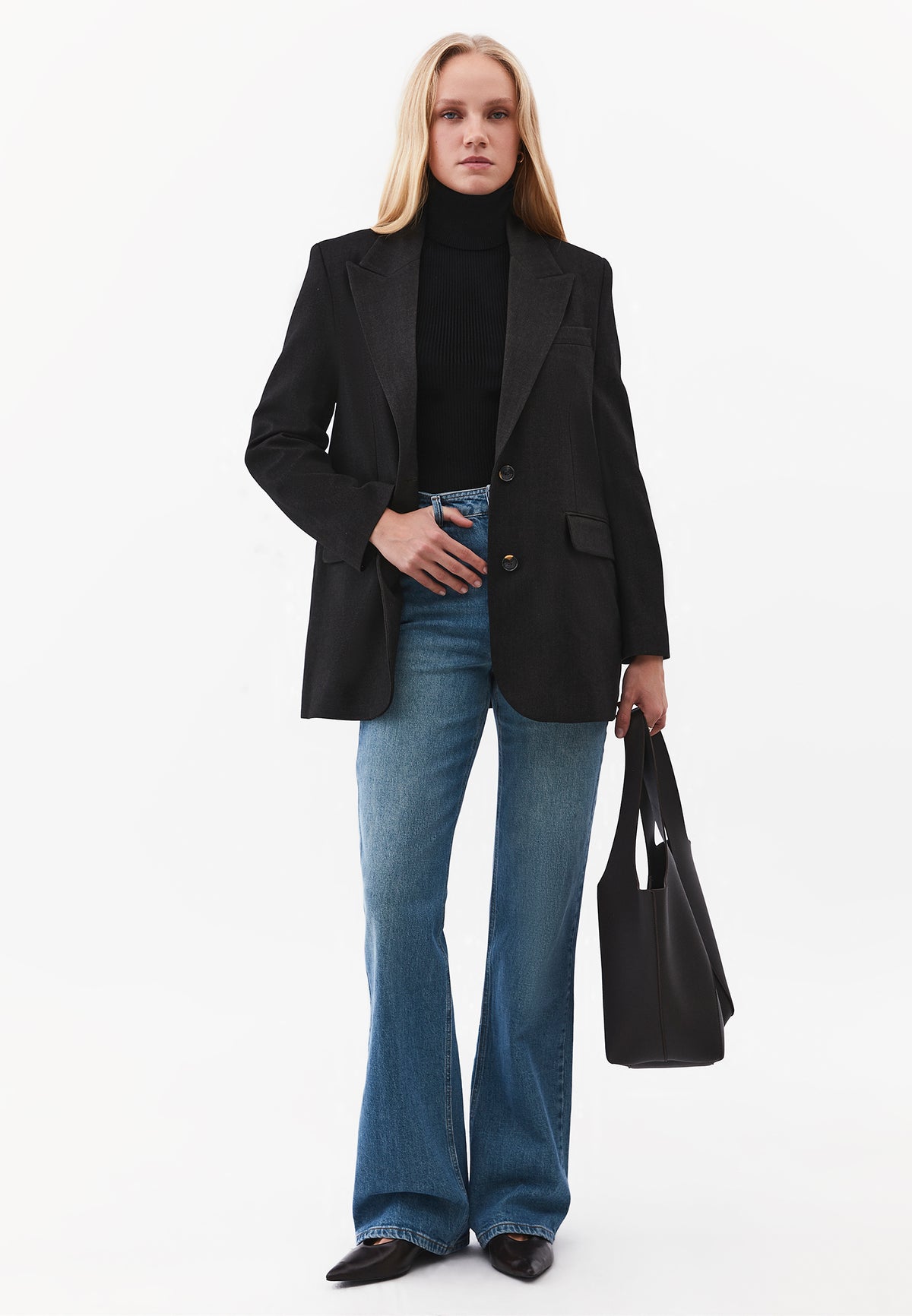 Turtleneck Raglan Sleeve Knitwear - BLACK