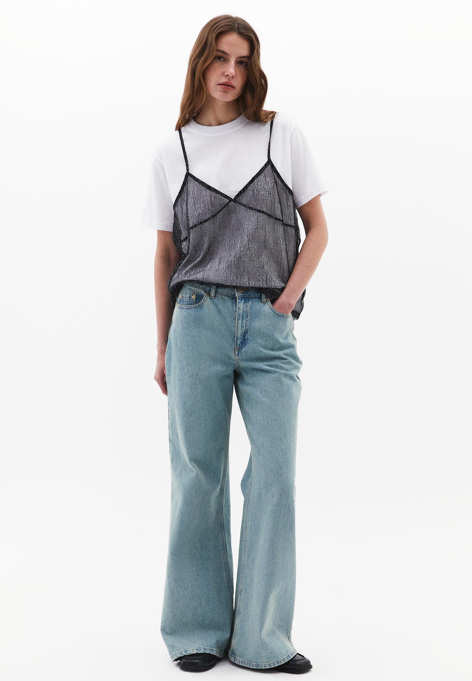 Oversize Crew Neck T-Shirt - WHITE/BLACK