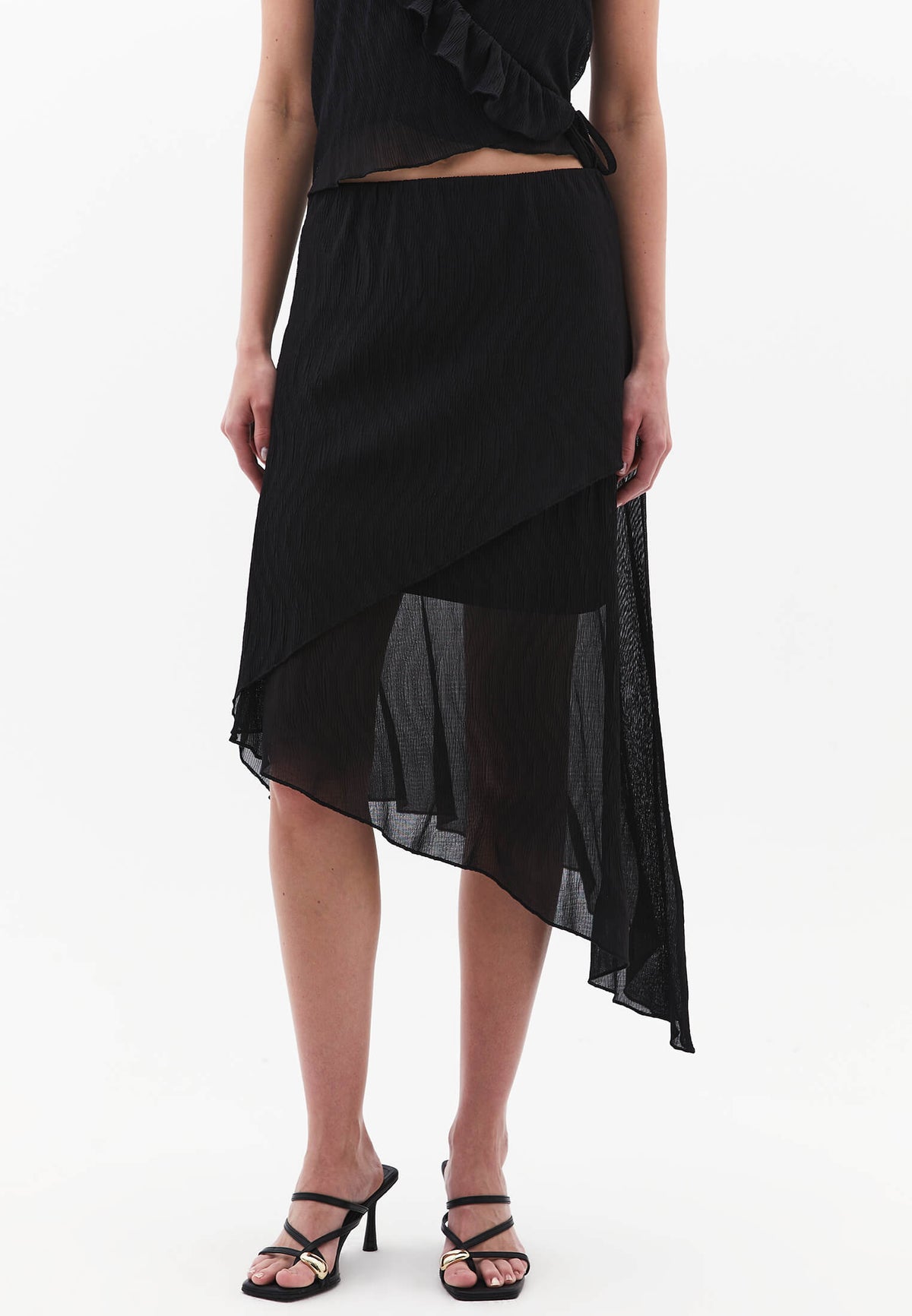 Wrap High Waist Maxi Skirt - BLACK