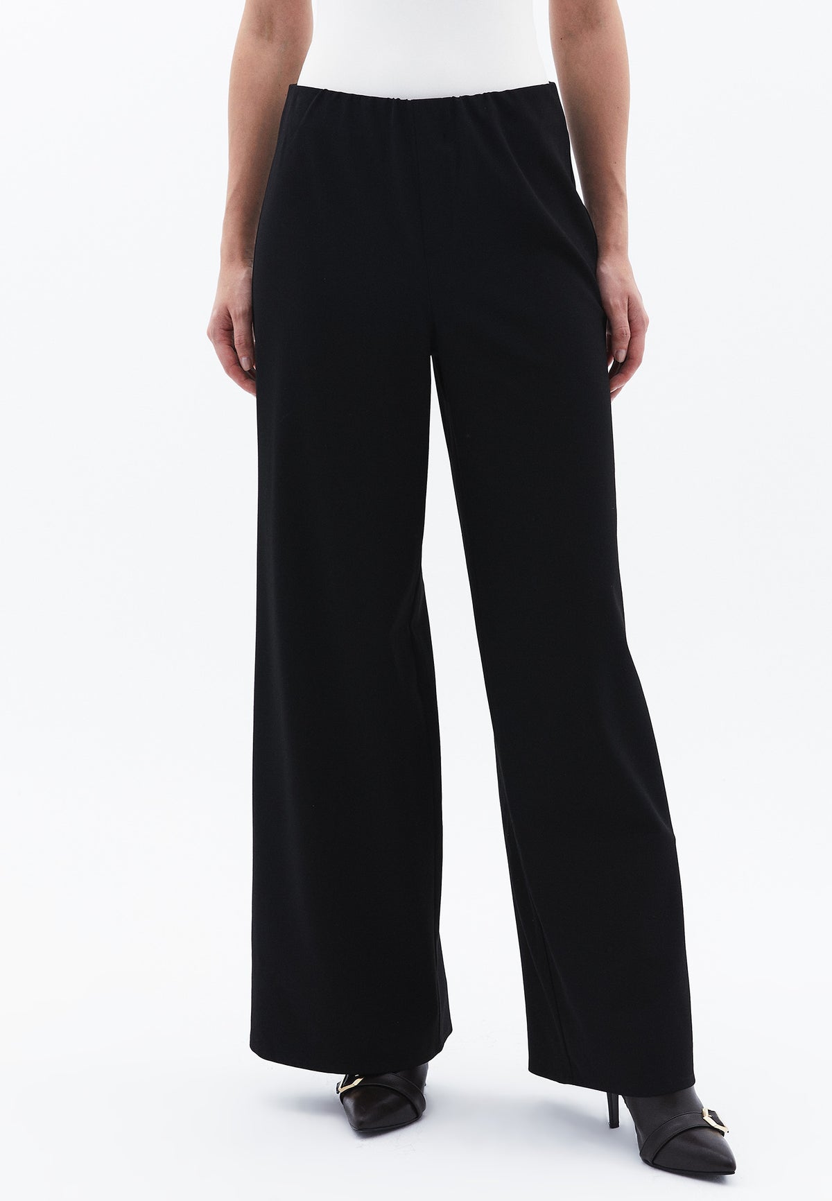 Ultra High Waist Wide Leg Long Pants - BLACK