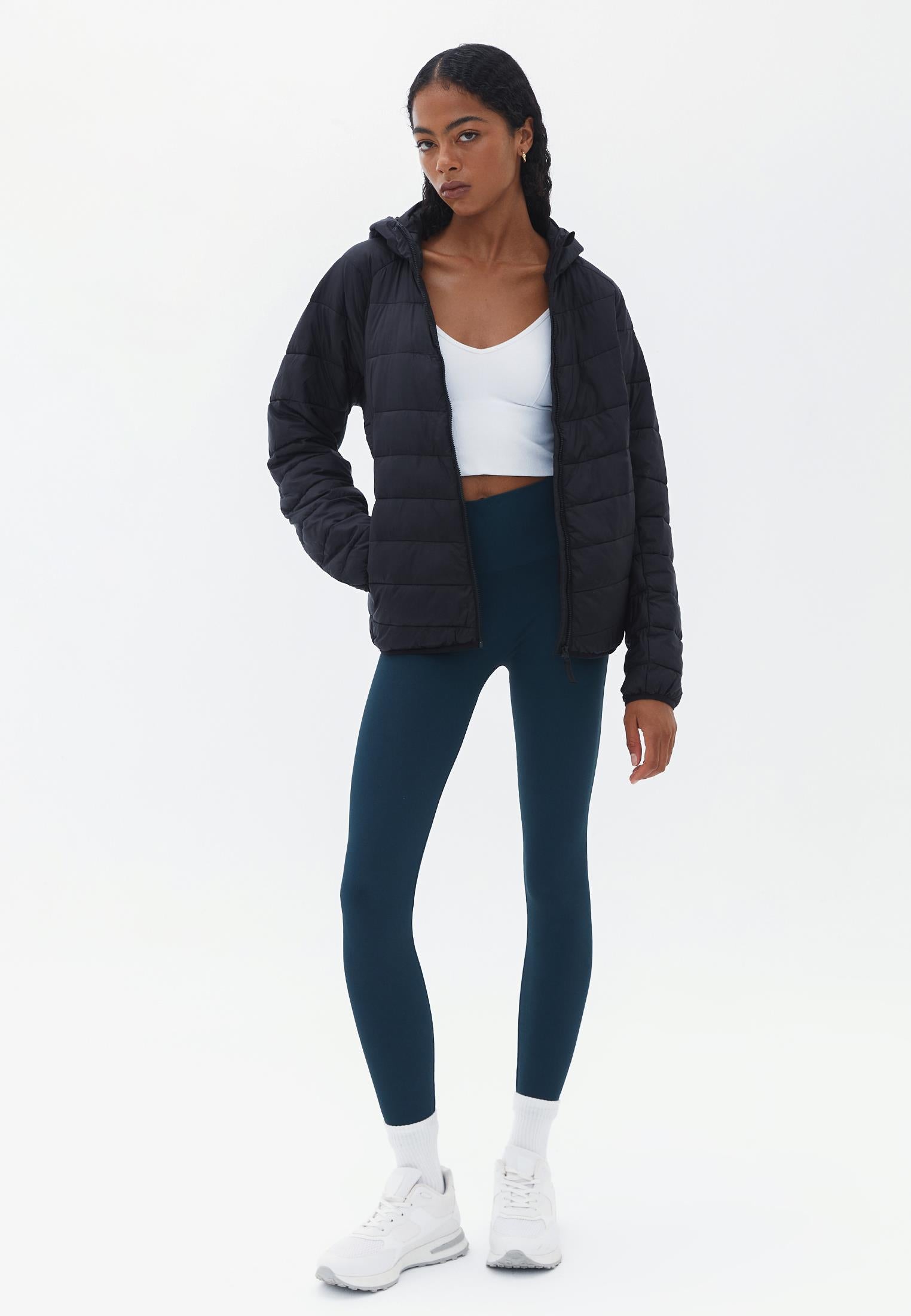 Raglan Sleeve And Hooded Long Sleeve Coat - BLACK