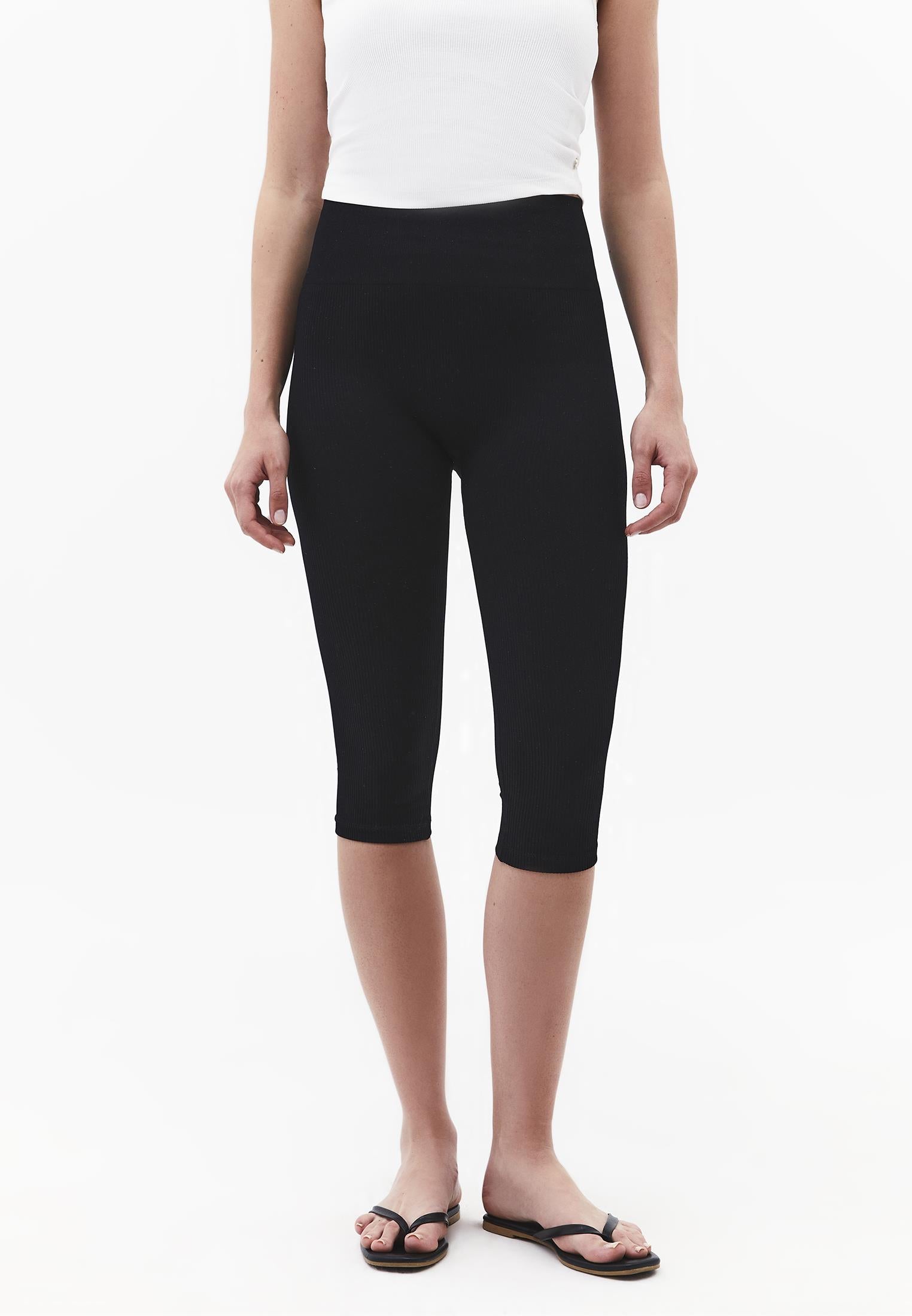 High Waist Capri Leggings - BLACK
