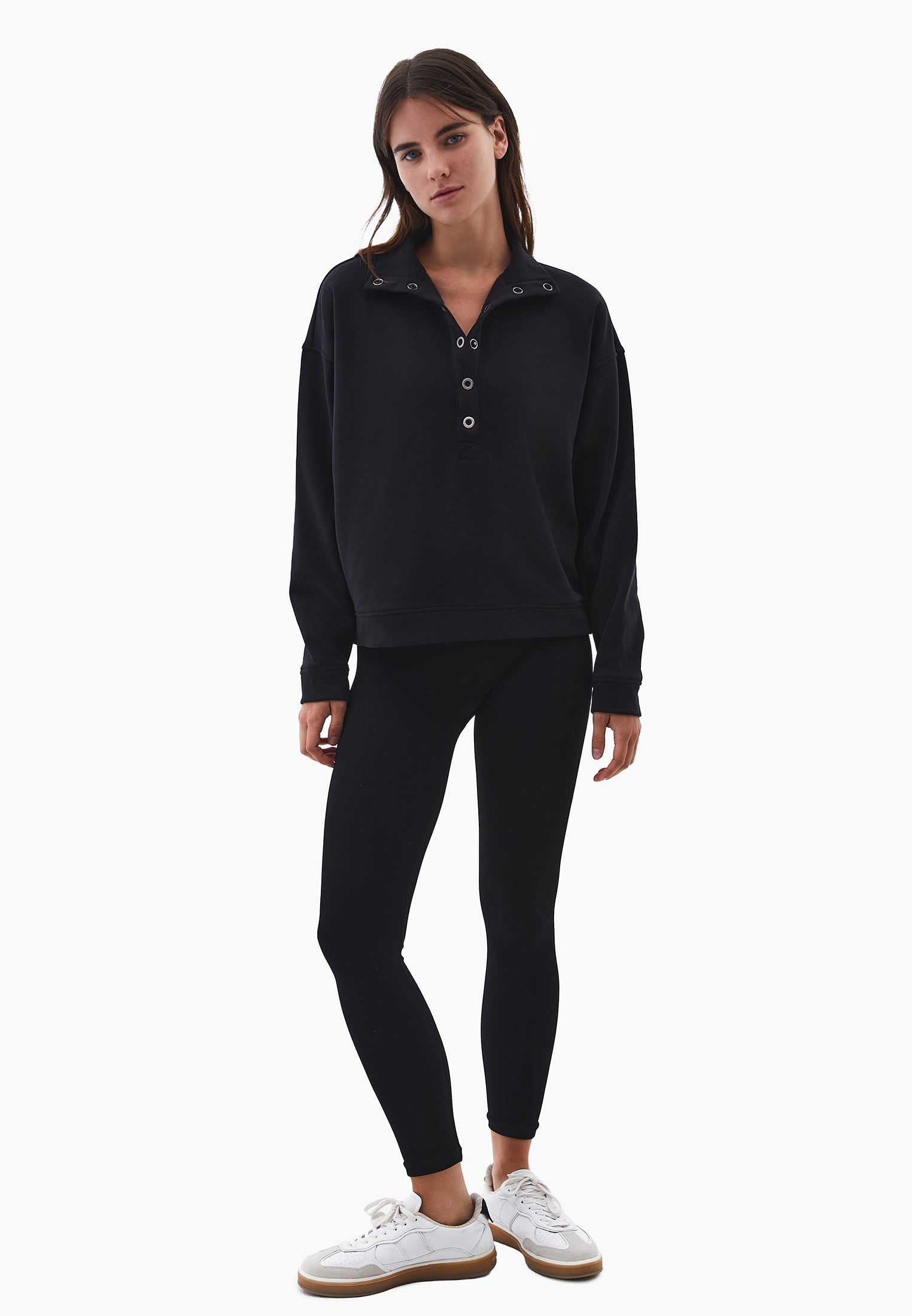 High Neck Sweatshirt - BLACK