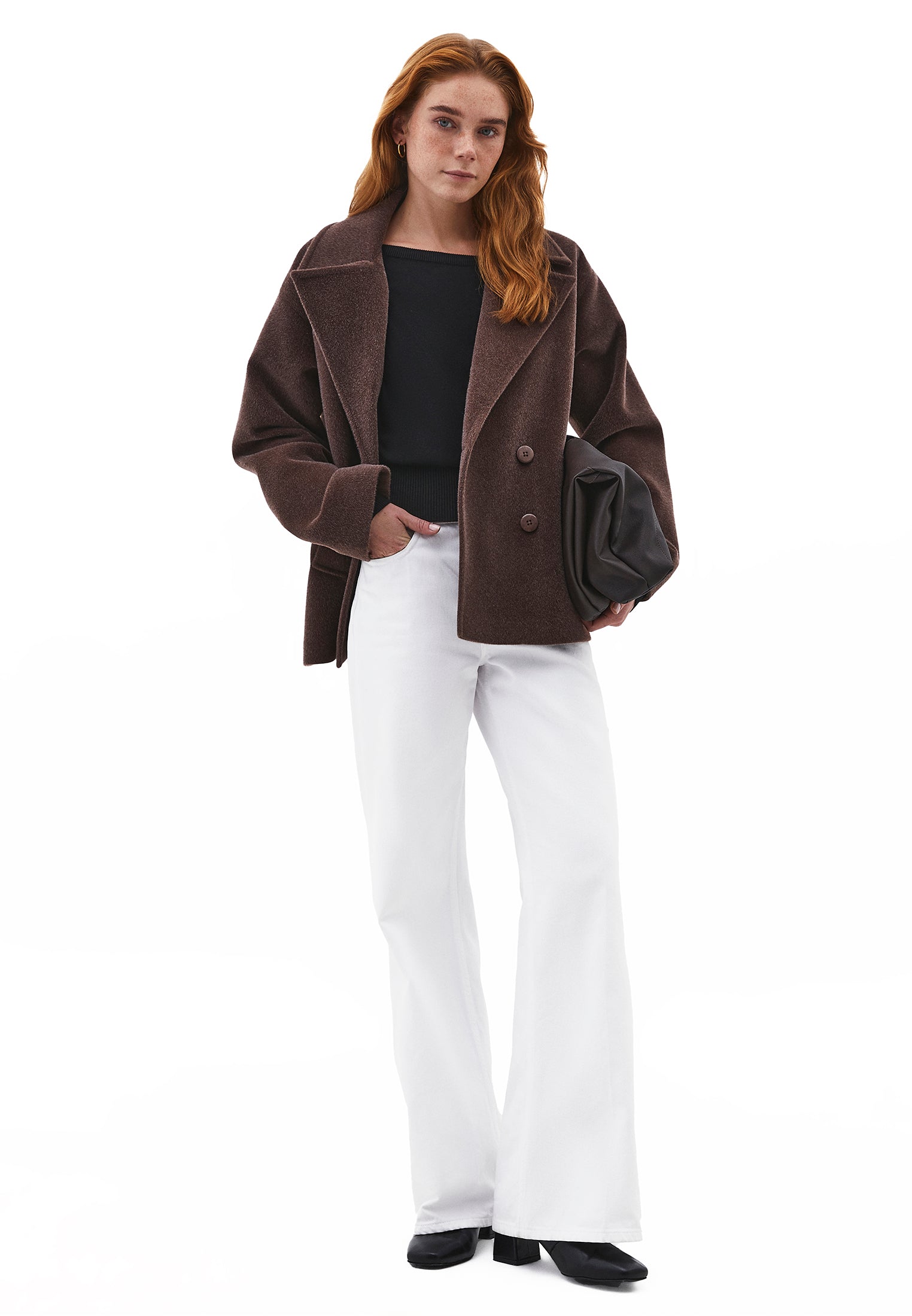 Boat Neck Long Sleeve Sweater - BLACK