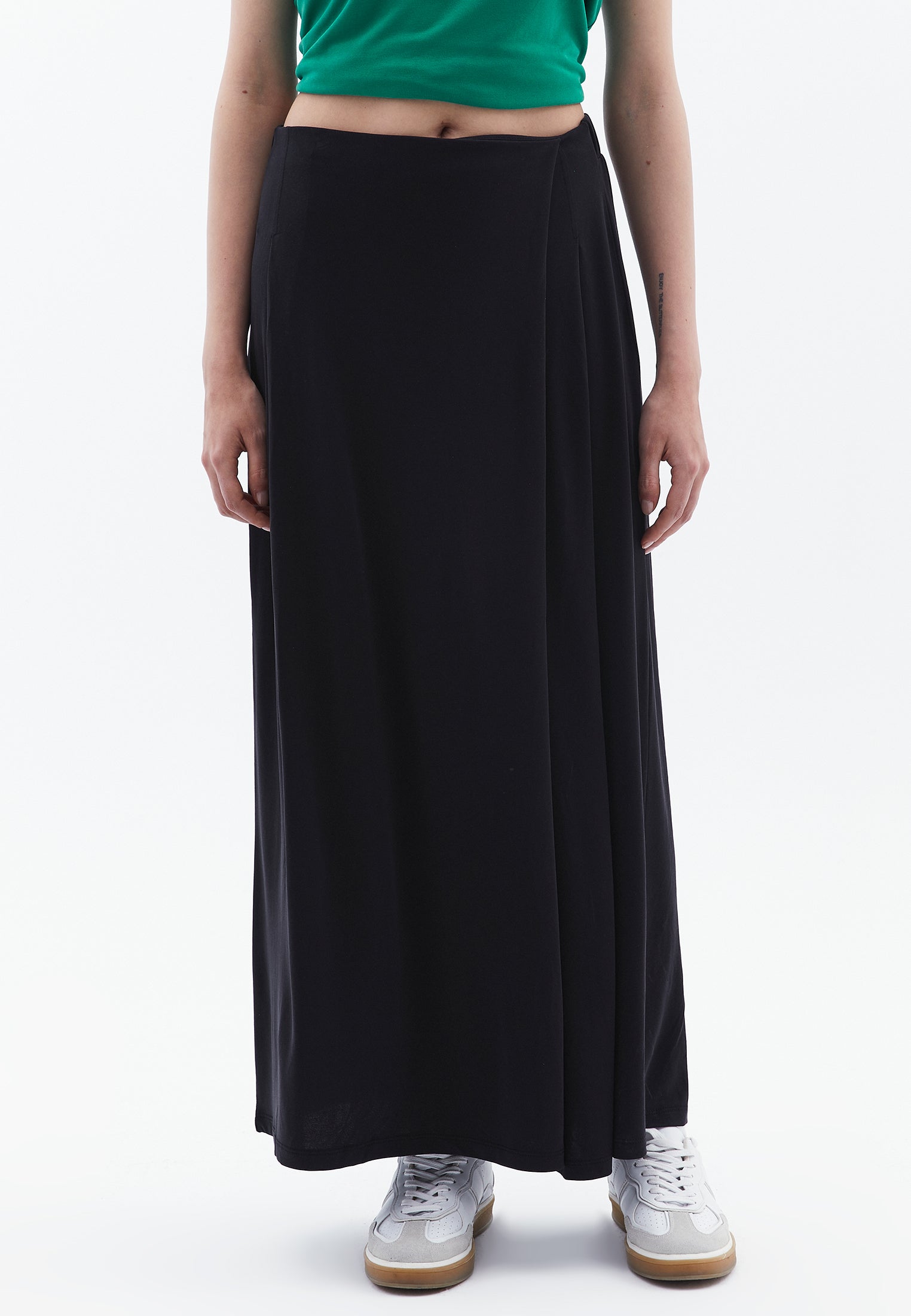 High Waist Elasticated Culotte Pants - BLACK