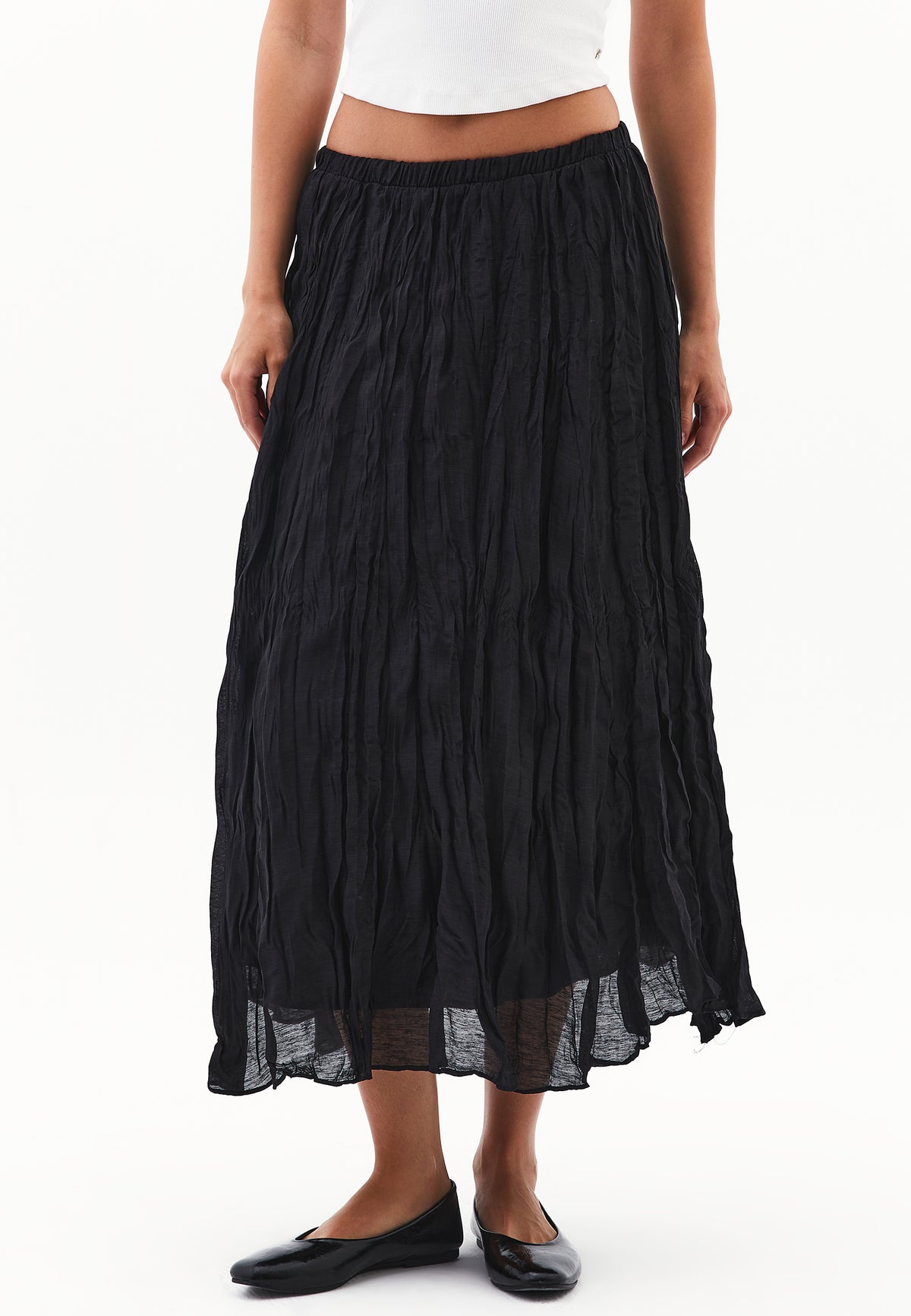 A-Line Long Skirt - BLACK