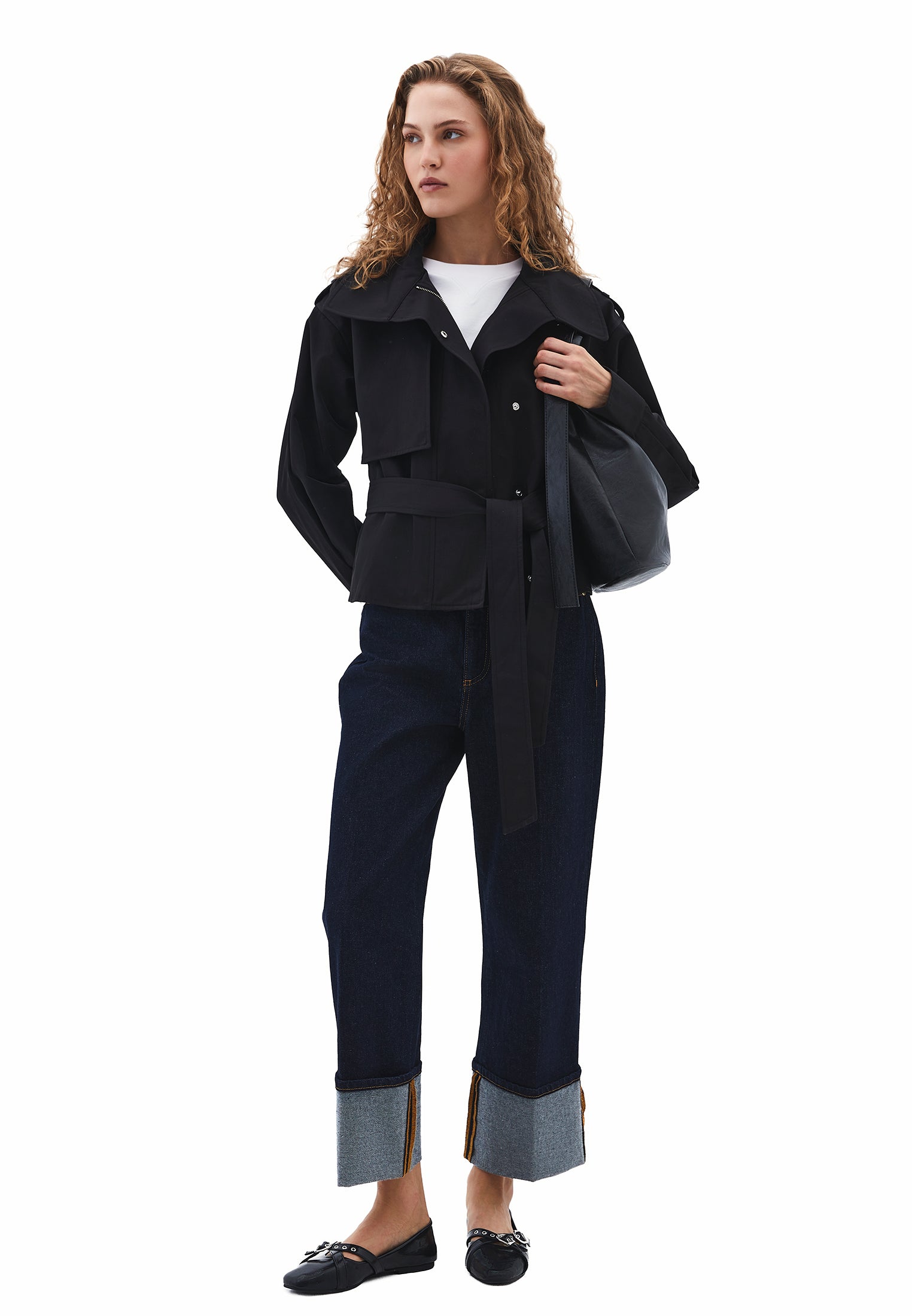 Oversize Cotton Trenchcoat - BLACK