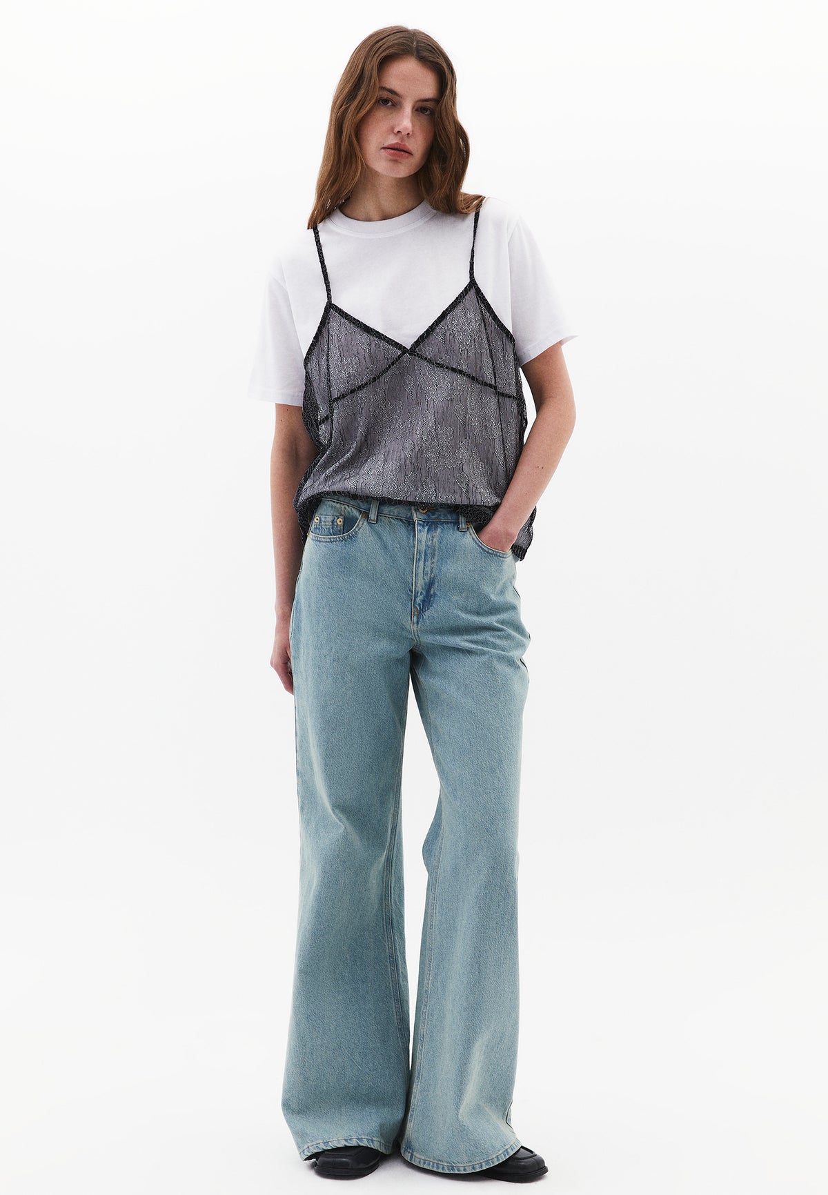 Oversize Crew Neck T-Shirt - WHITE/BLACK