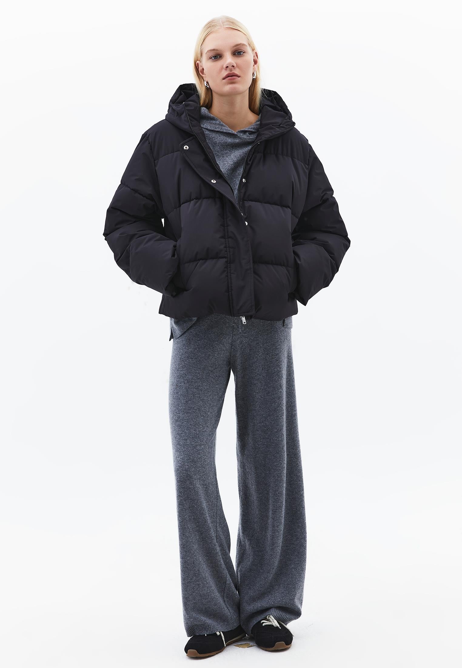 Hooded Loose Coat - BLACK