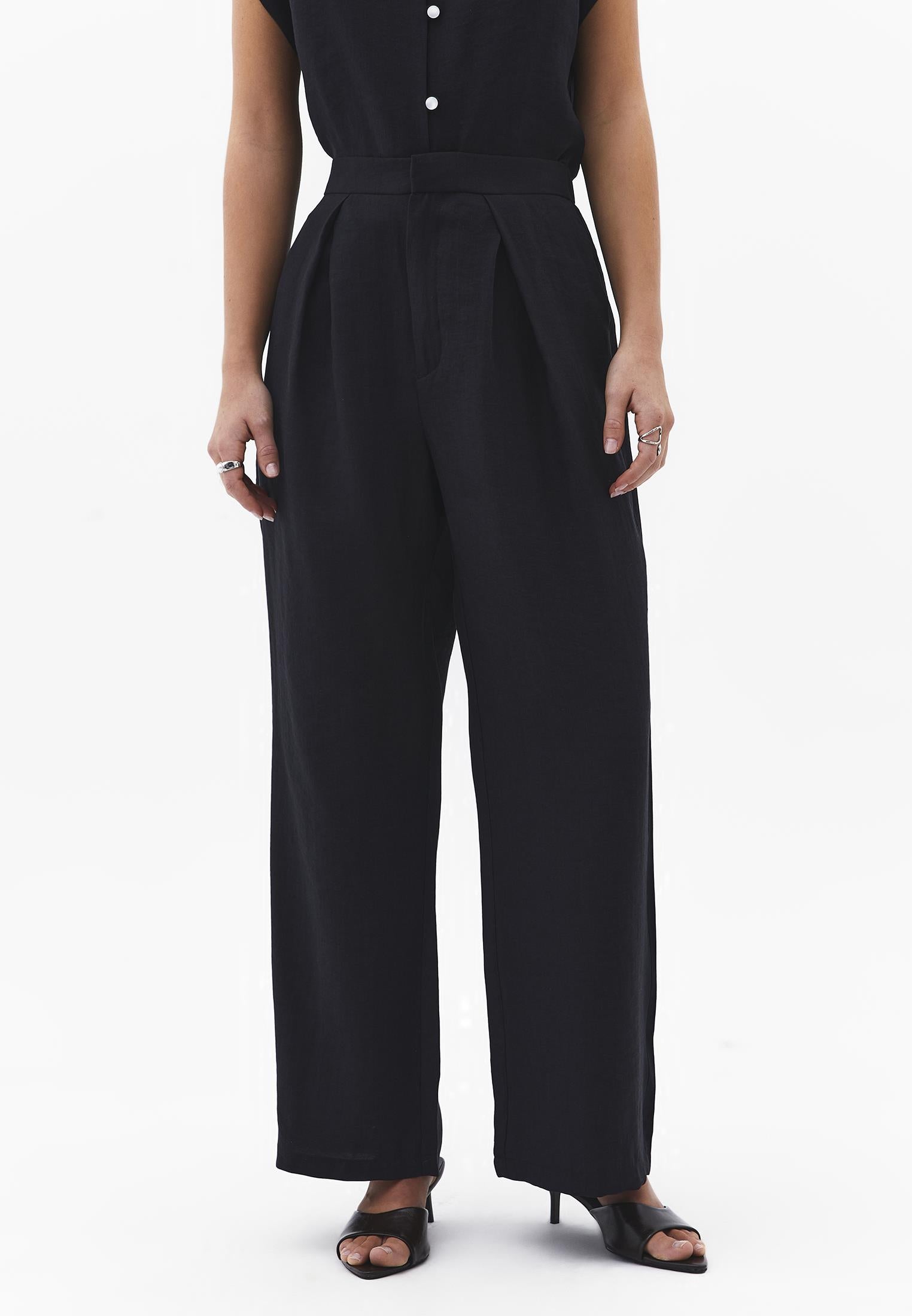 Wide Leg Pants - BLACK