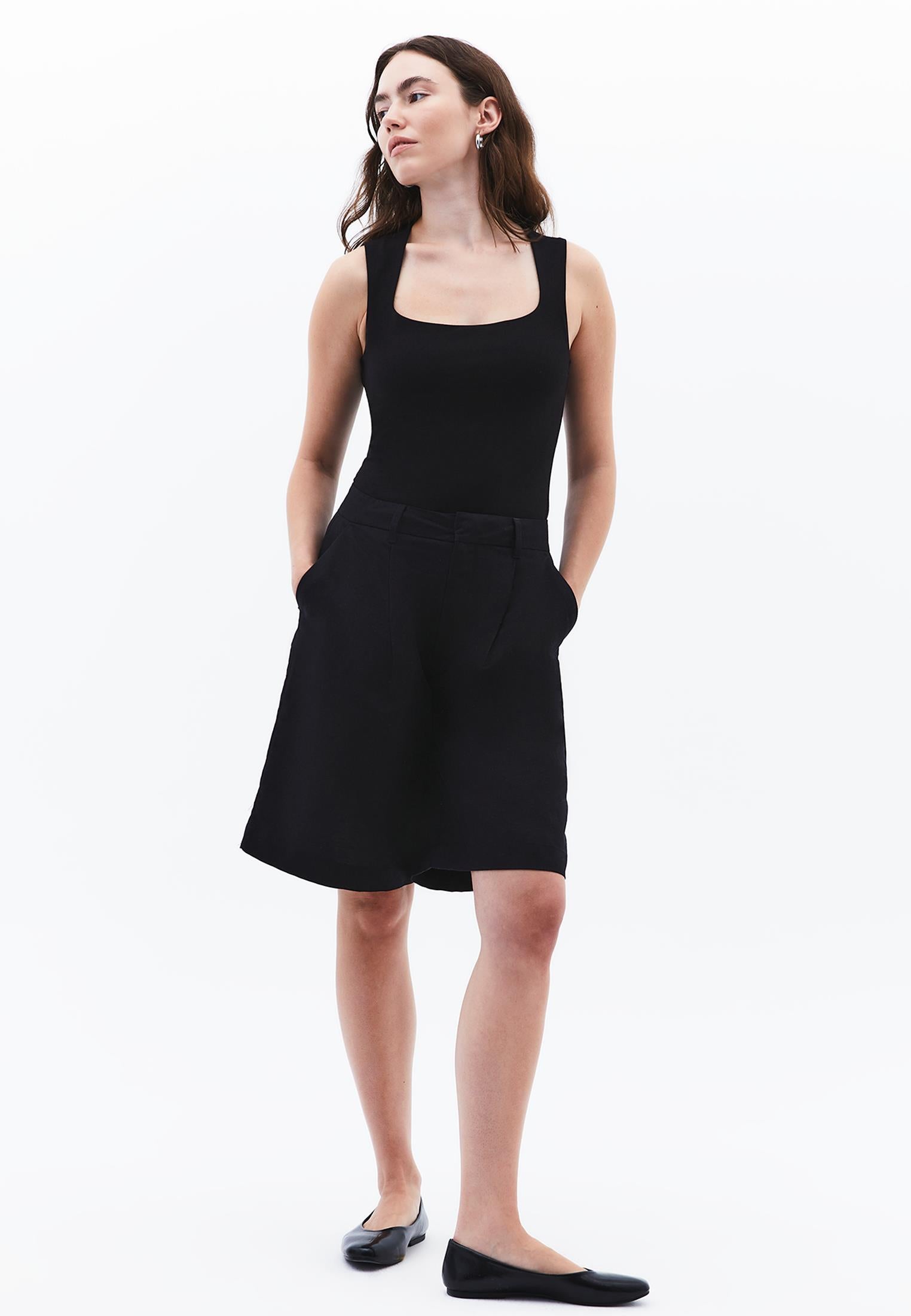 Square Neck Modal Tank Top - BLACK