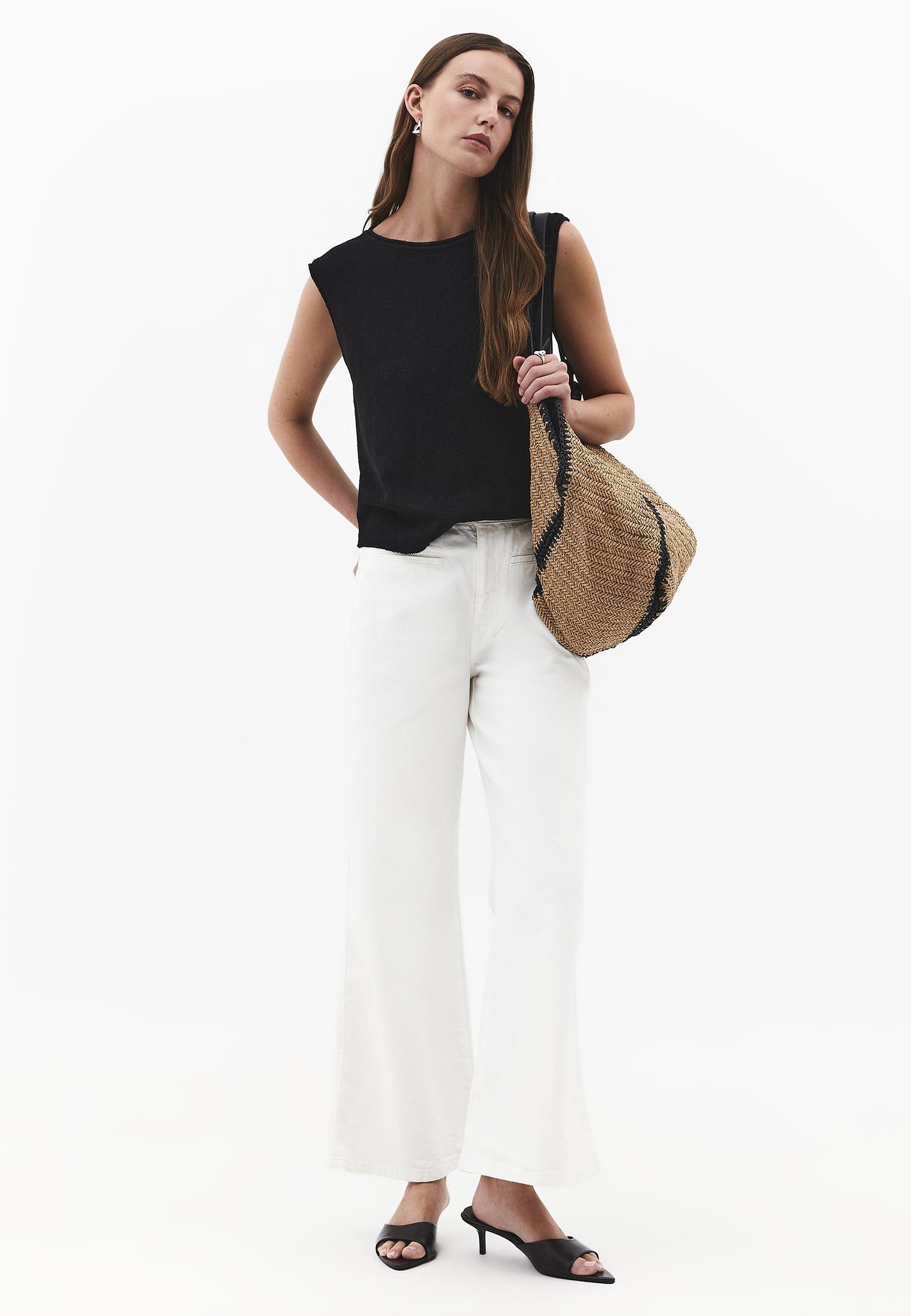 Asymmetric Tunic Knit Tank - BLACK