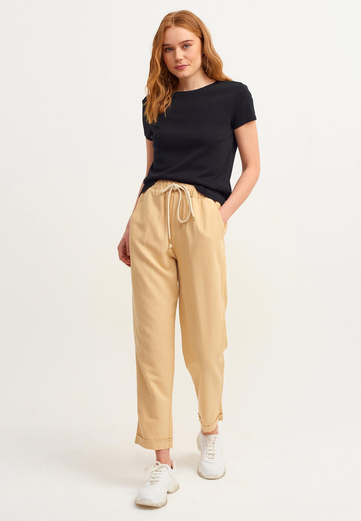 Crew Neck Loose Fit T-Shirt - BLACK