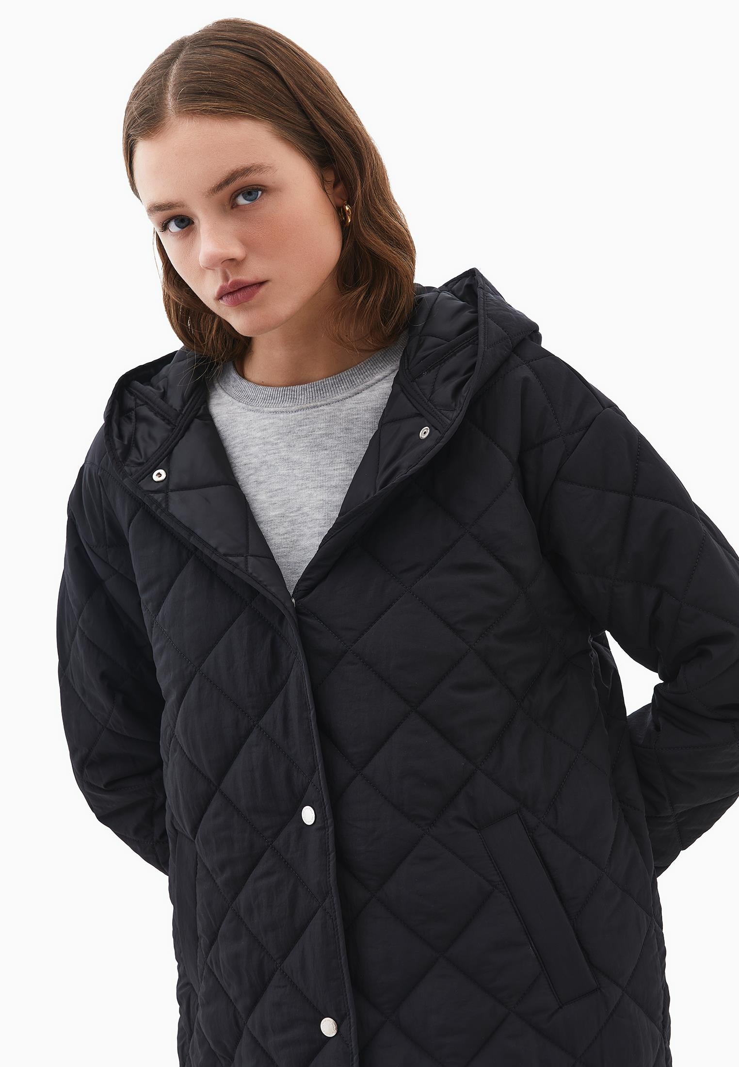 Long Coat With Hood - BLACK