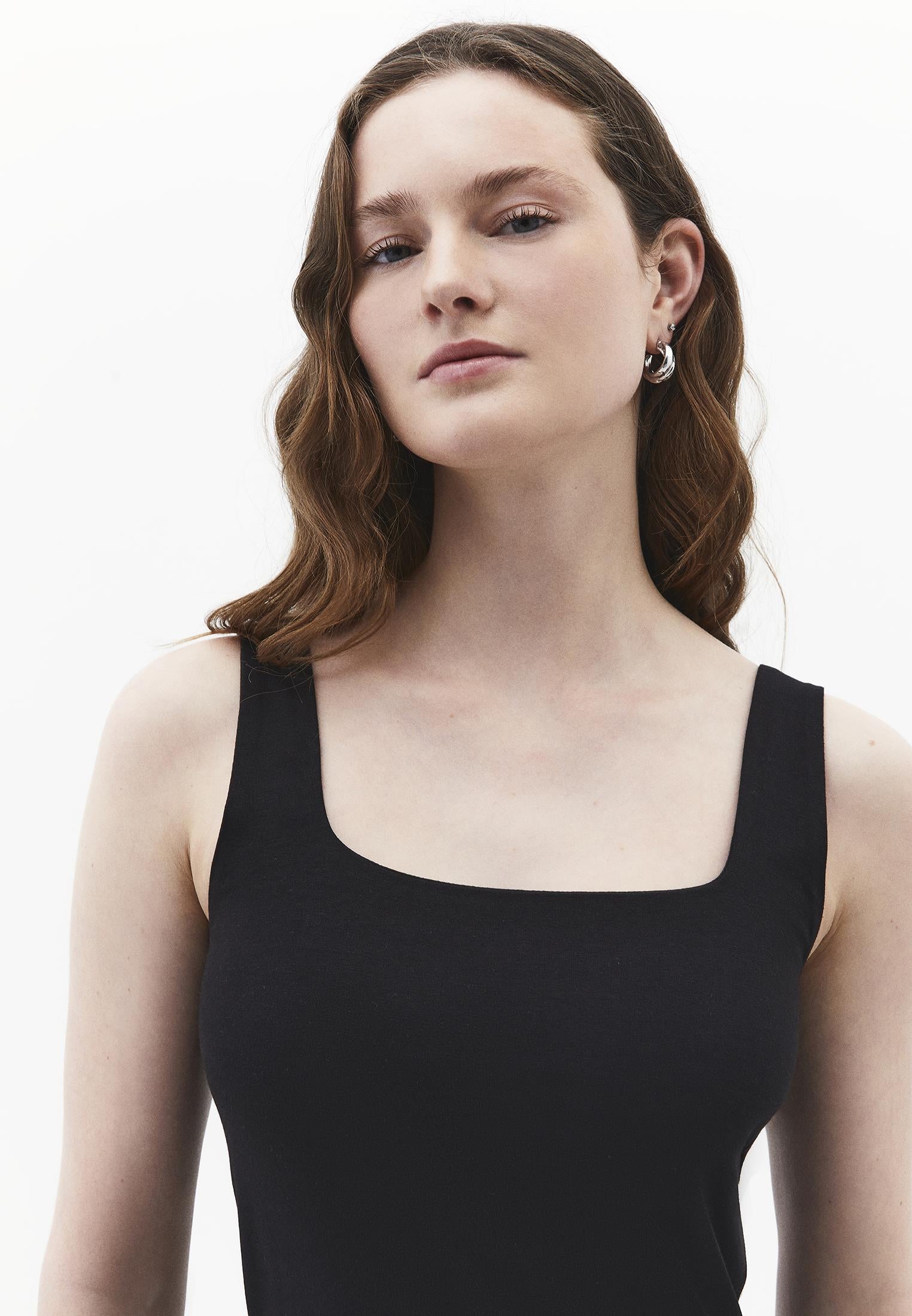 Square Neck Tank Top - BLACK