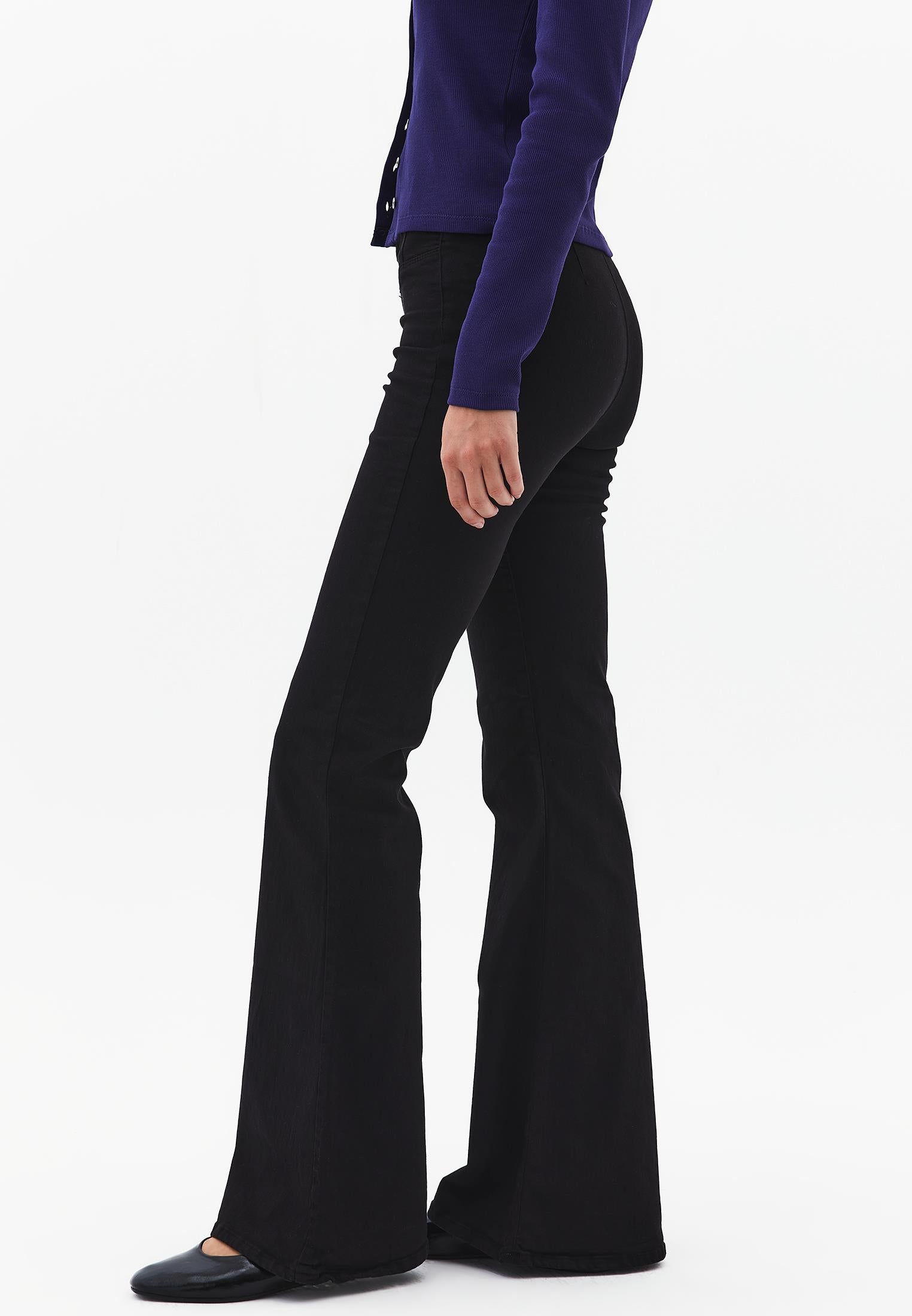 Standard Length Ultra High Waist Flared Pants - BLACK