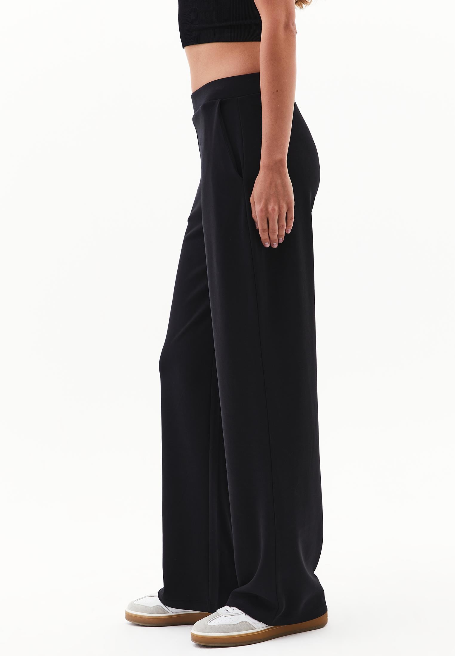 High Waist Standard Straight Leg Pants - BLACK
