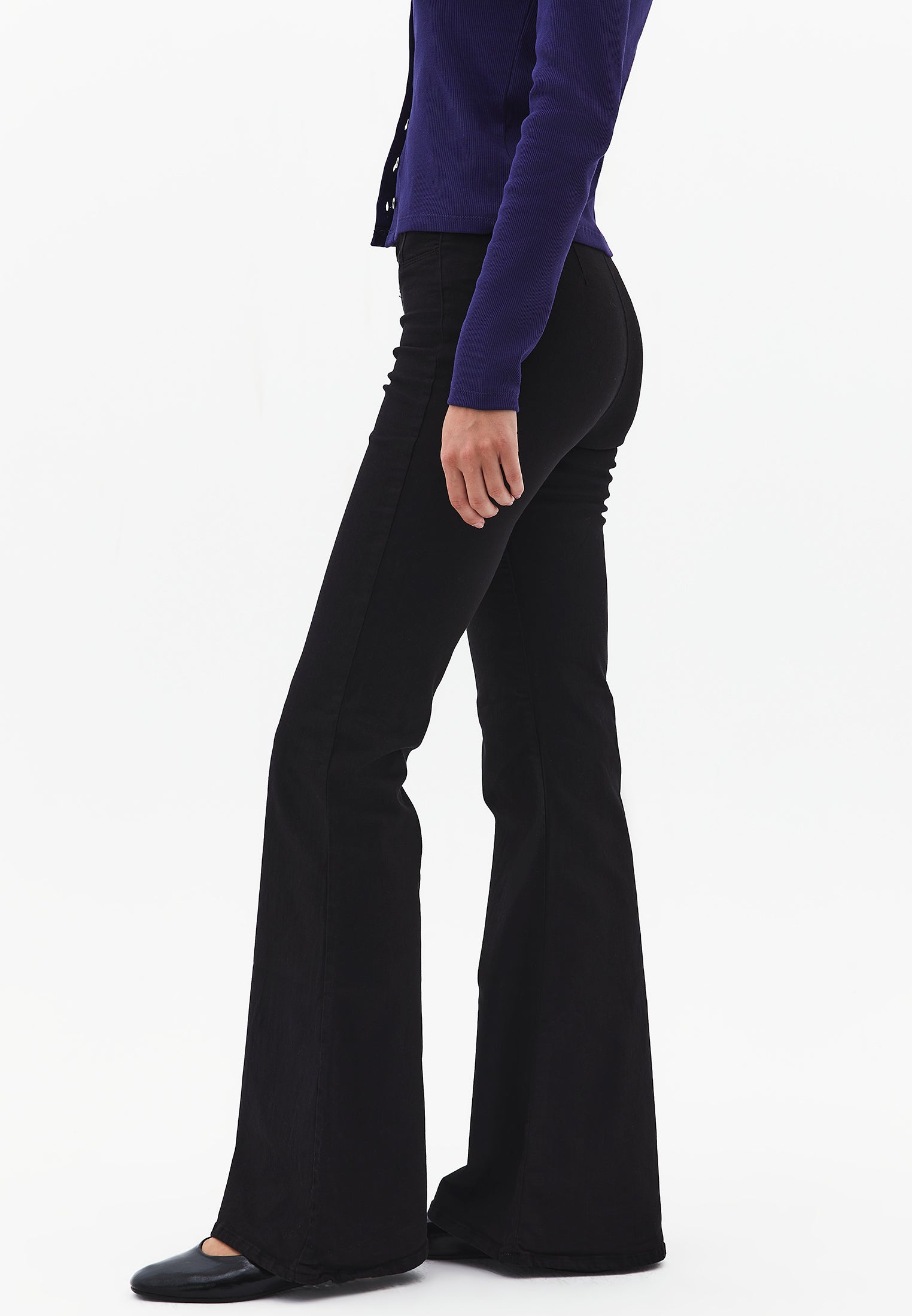 Standard Length Ultra High Waist Flared Pants - BLACK