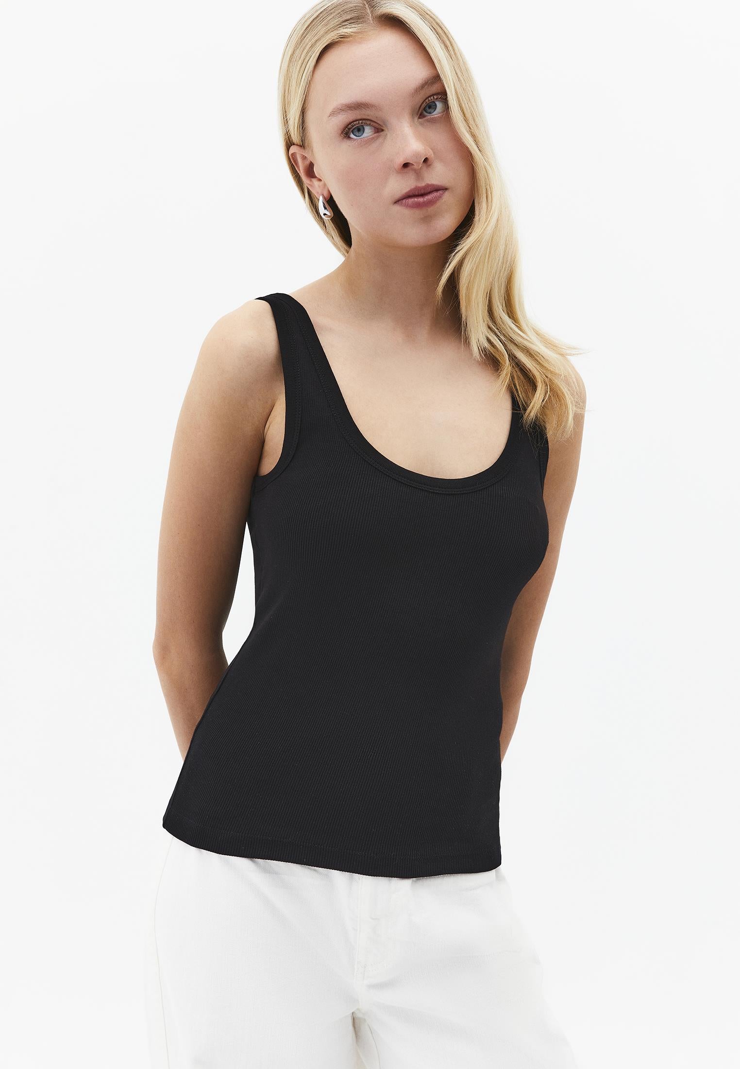 U Neck Tank Top - BLACK