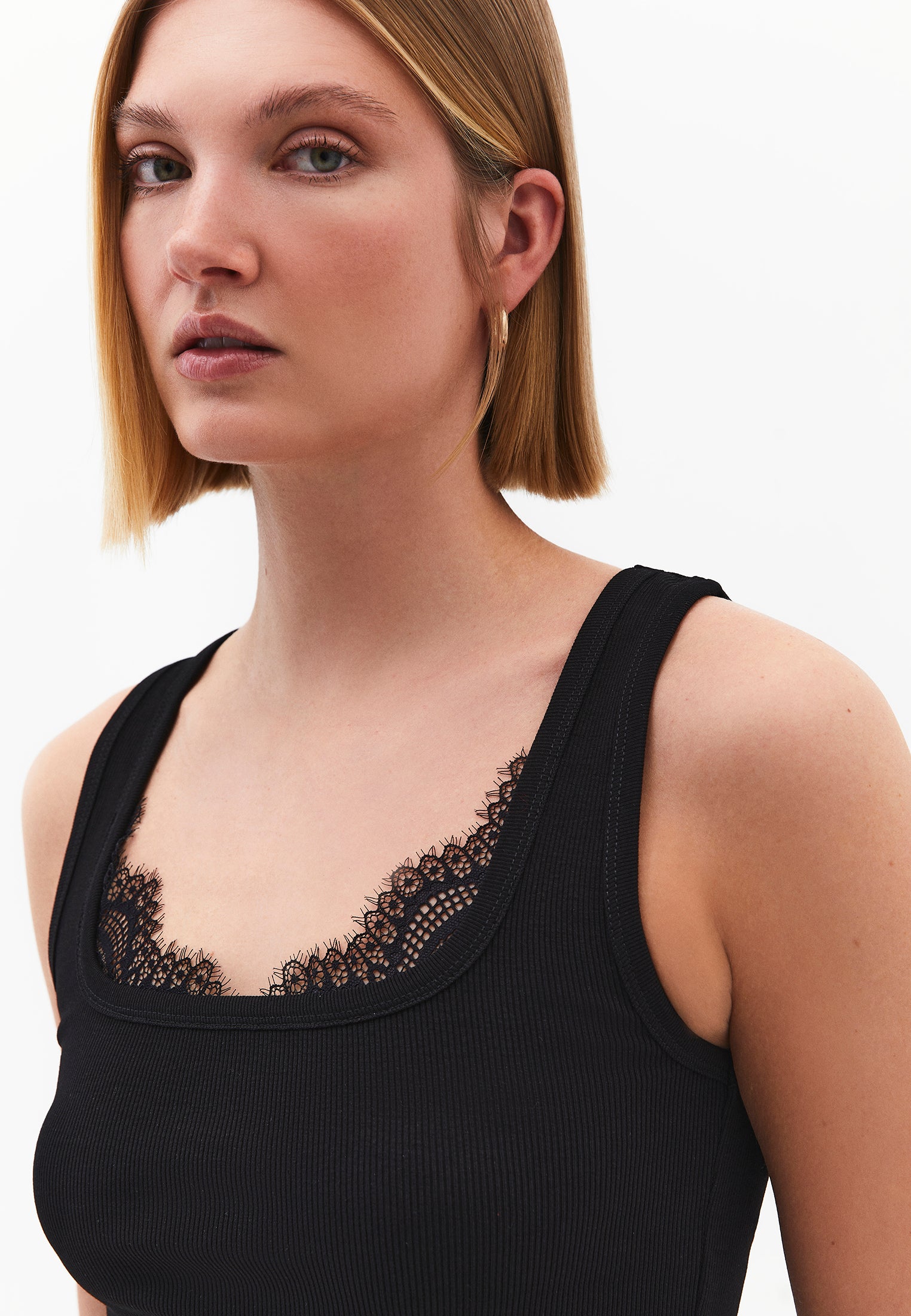 Square Neck Bodycon Tank Top - BLACK