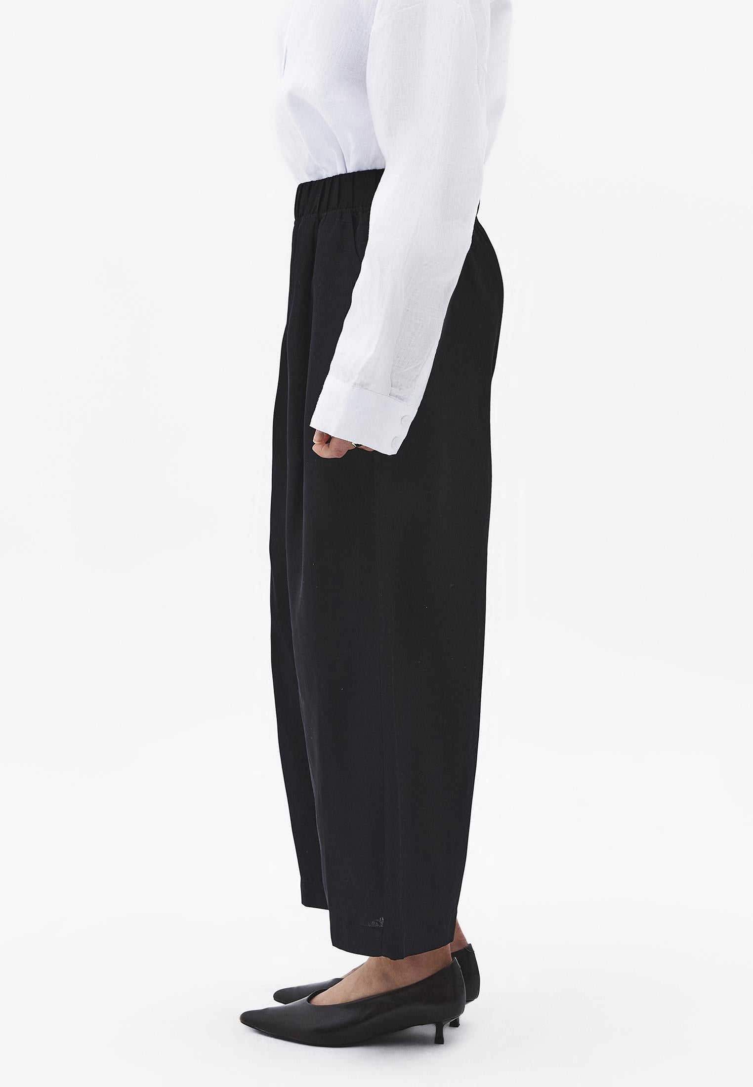High Waist Carrot Leg Balloon Pants - BLACK