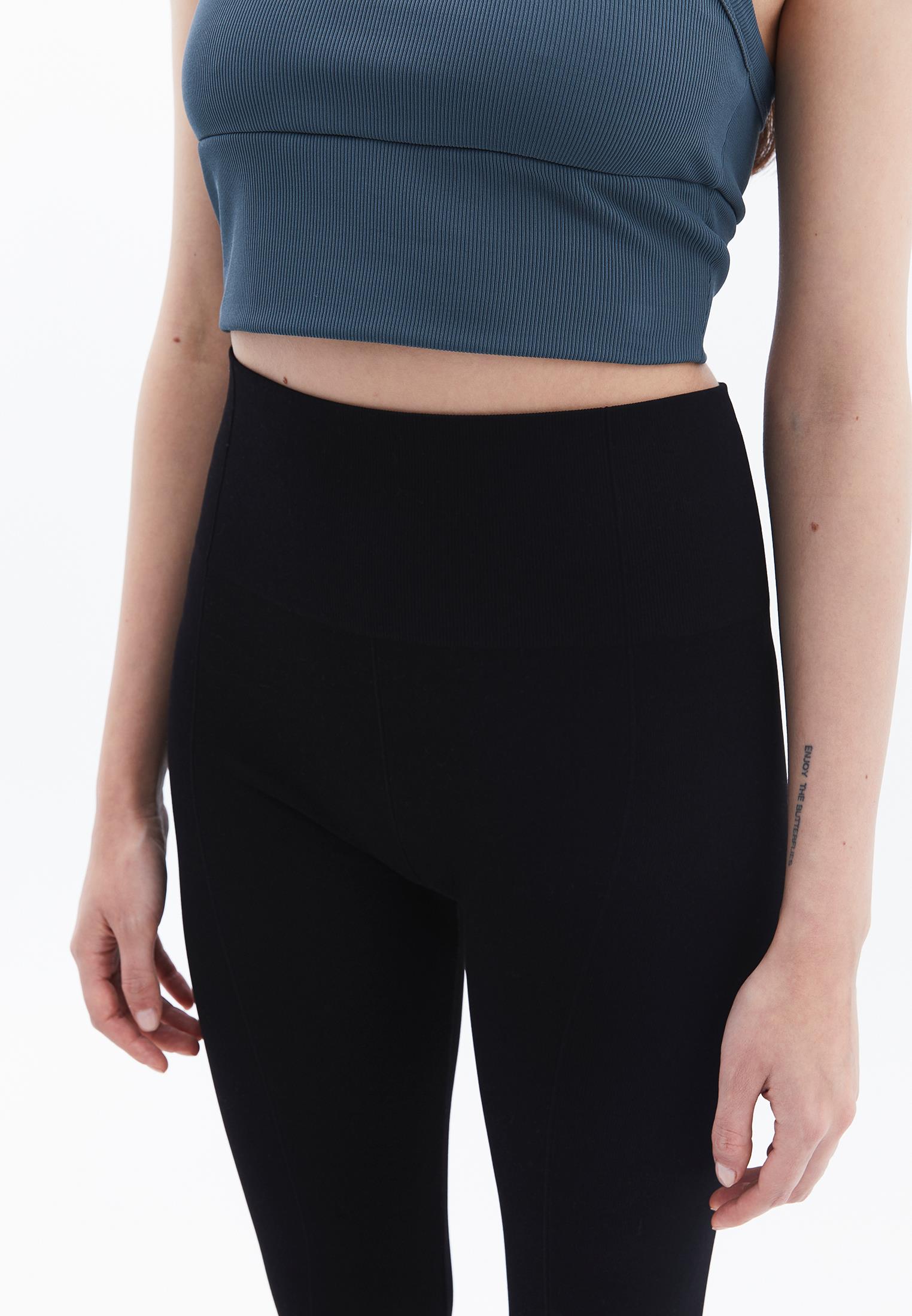 High Waist Elastic Leggings - BLACK