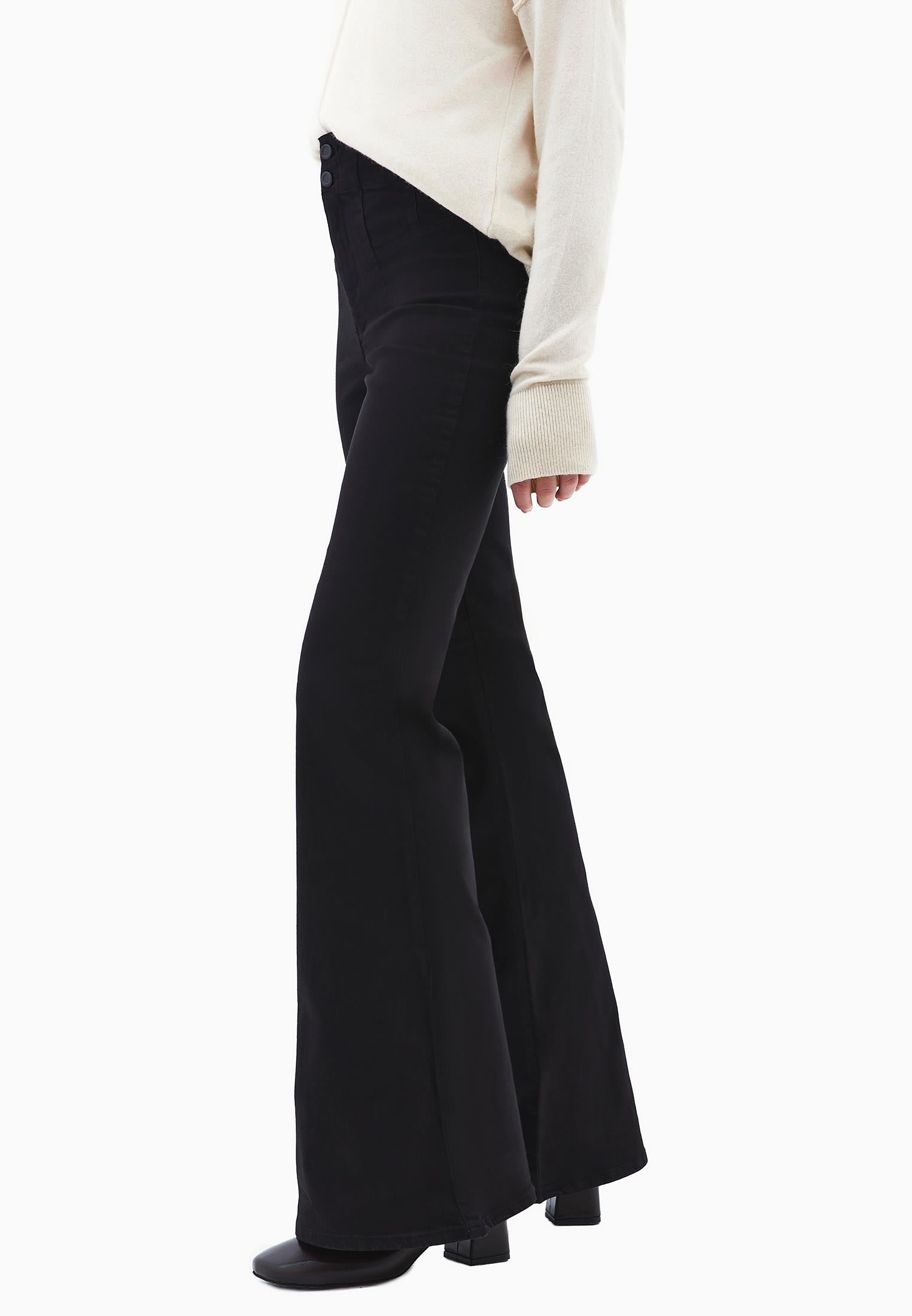 Long Slit Spanish Flared Pants - BLACK