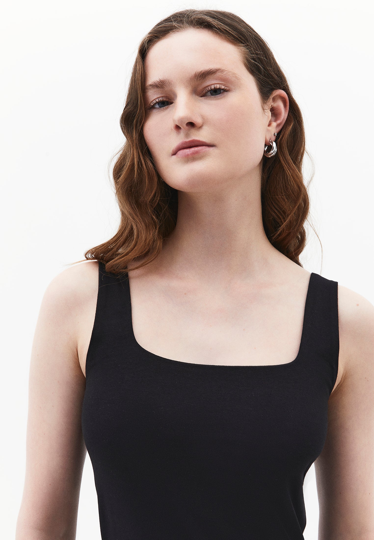 Square Neck Tank Top - BLACK