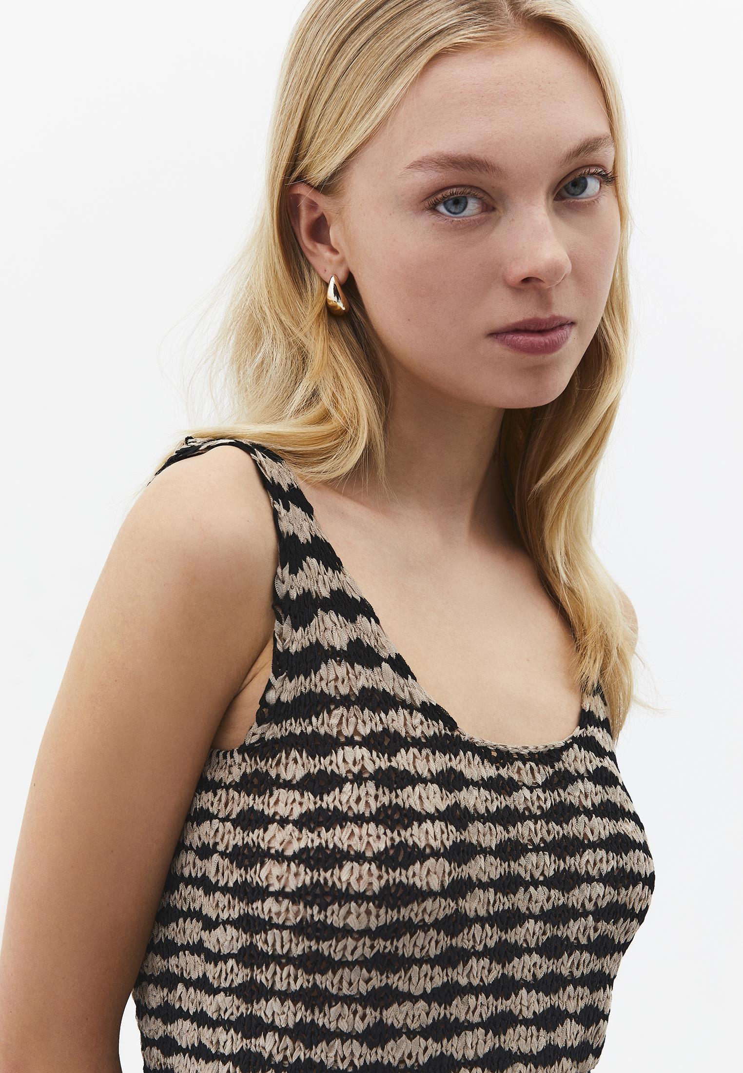 Lace U Neck Tank Top - OXFORD TAN/BLACK