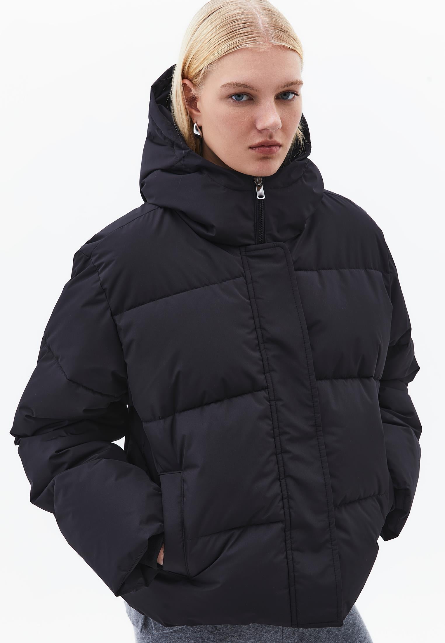 Hooded Loose Coat - BLACK