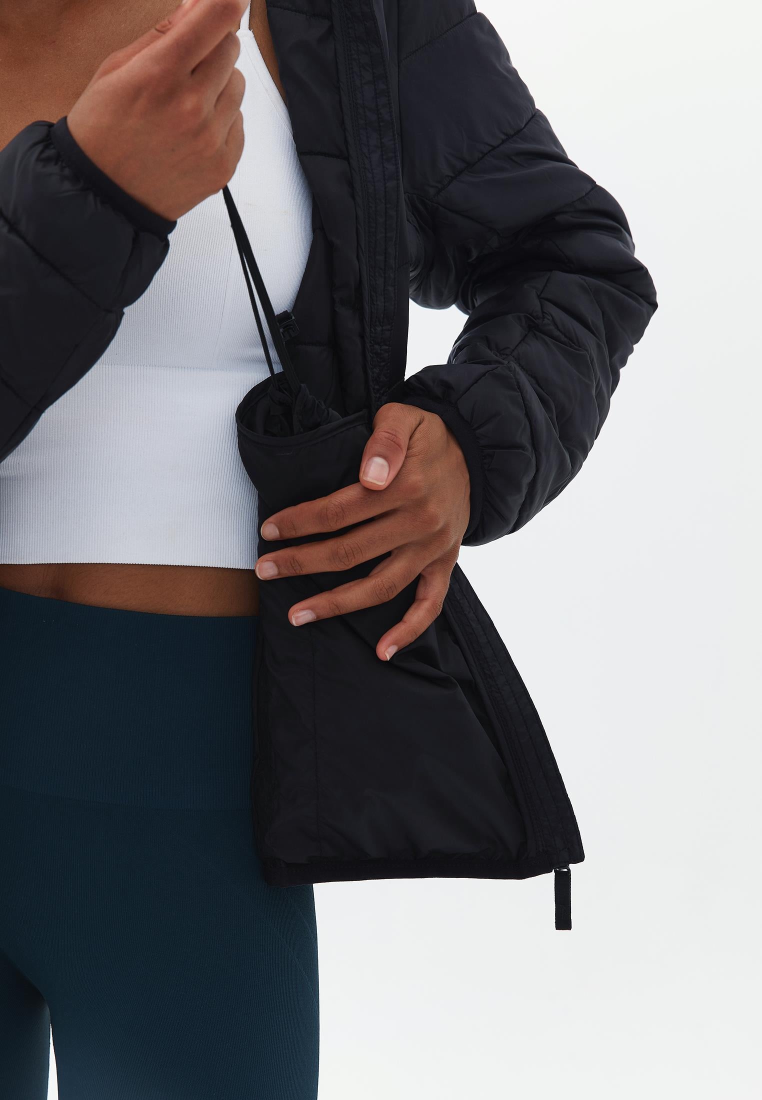Raglan Sleeve And Hooded Long Sleeve Coat - BLACK