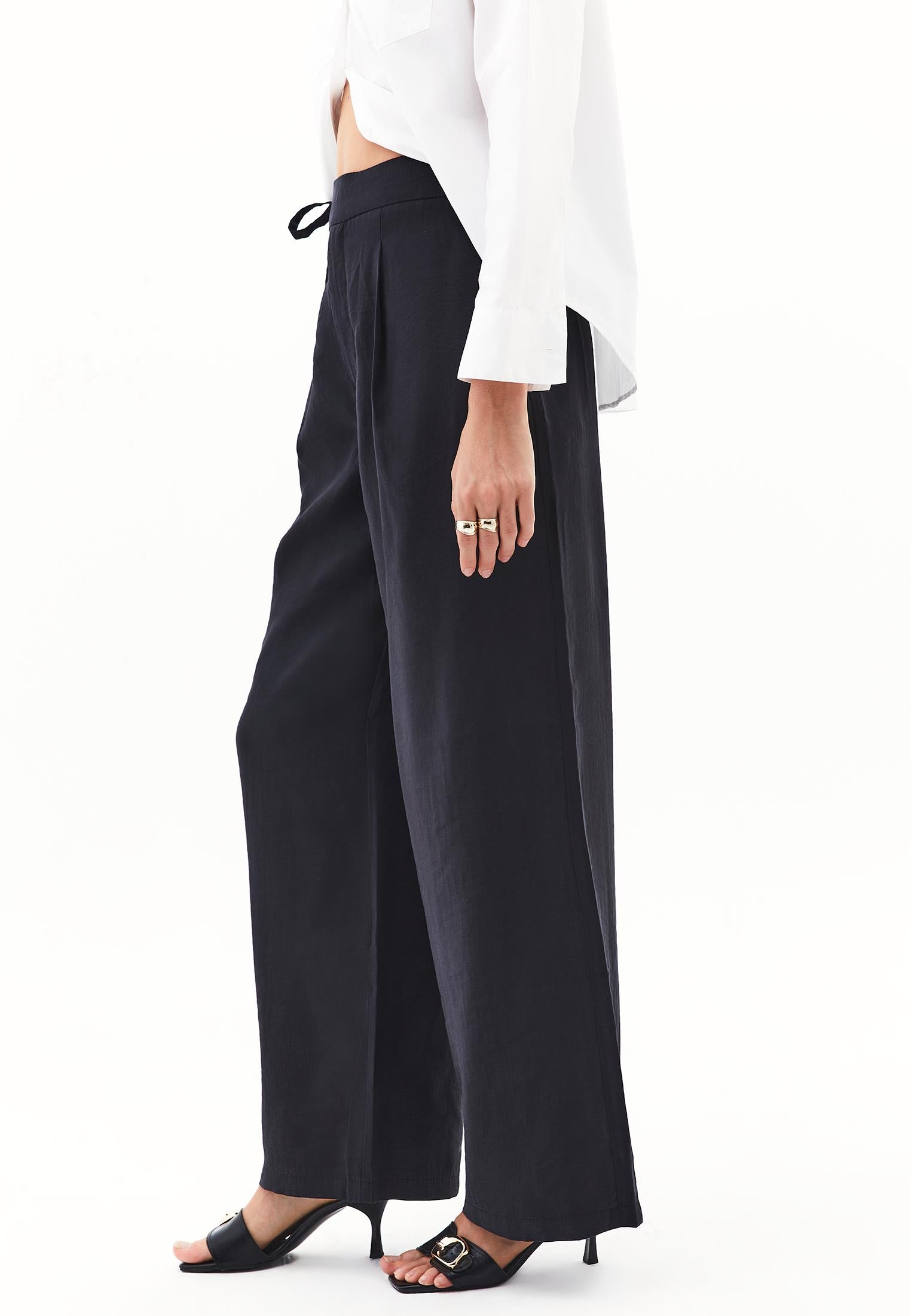 Ultra High Waist Modal Pants - BLACK