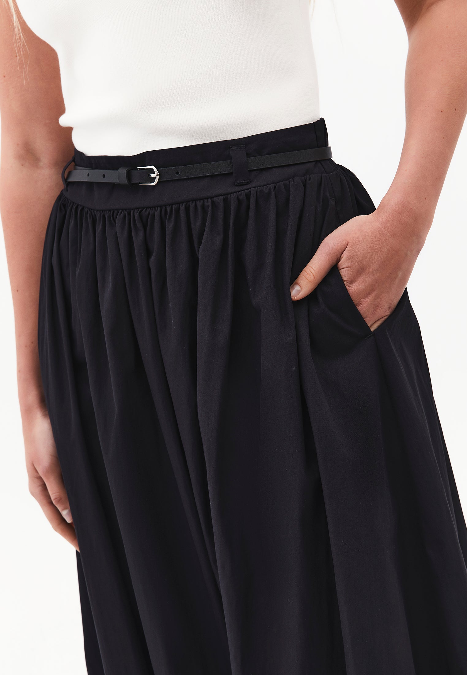 Long Flared Skirt - BLACK
