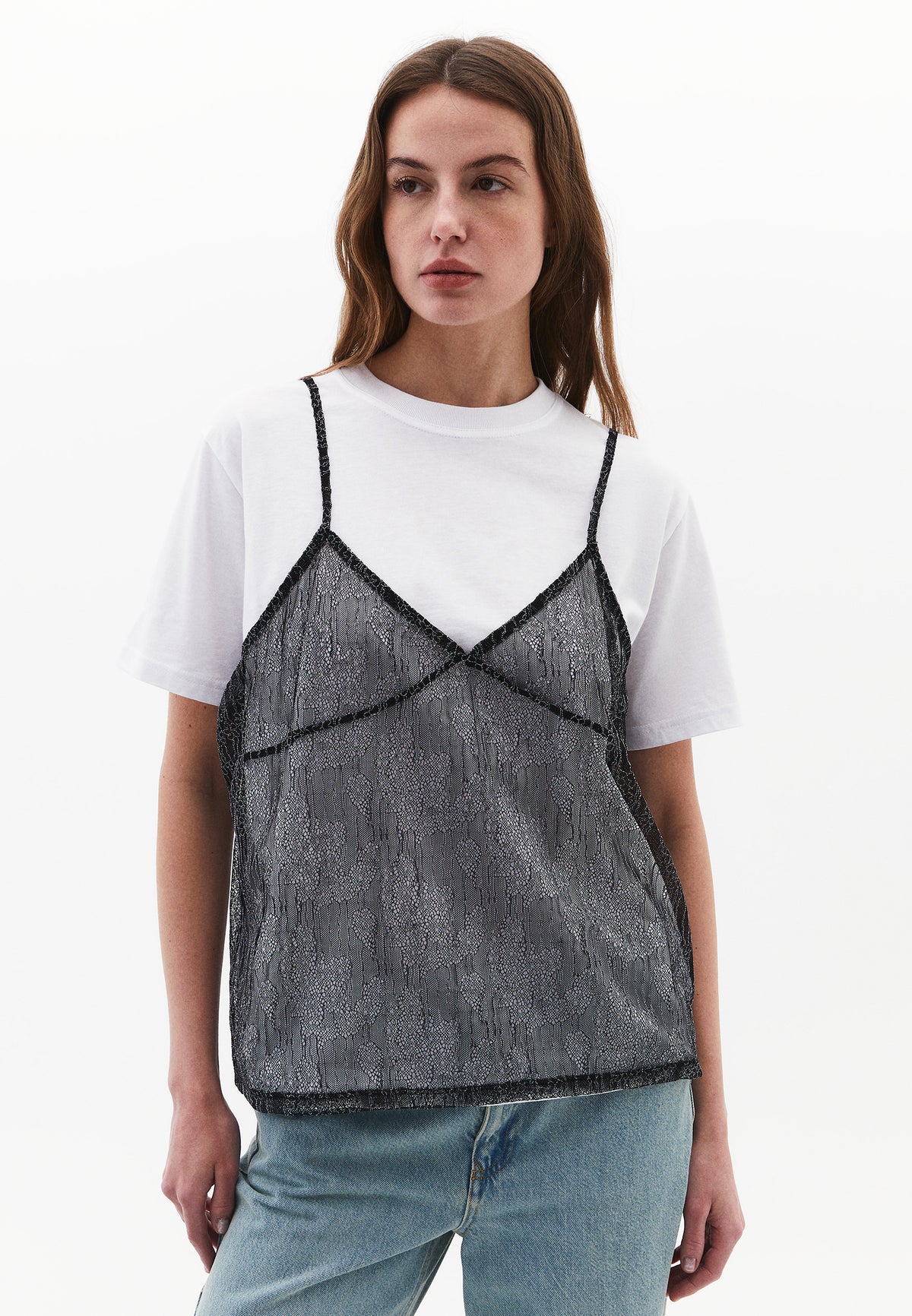 Oversize Crew Neck T-Shirt - WHITE/BLACK