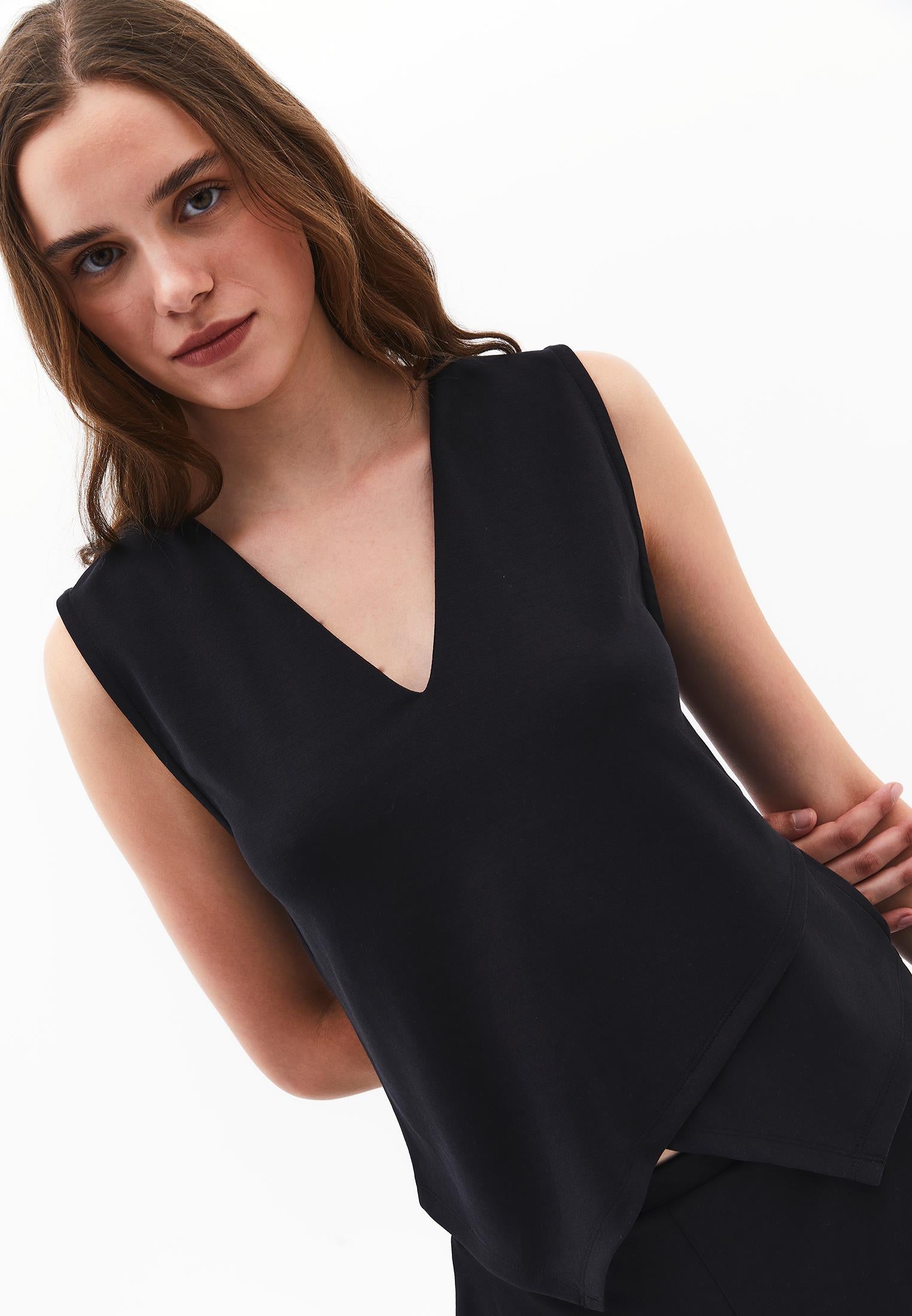 V Neck Easy To Combine Tank Top - BLACK