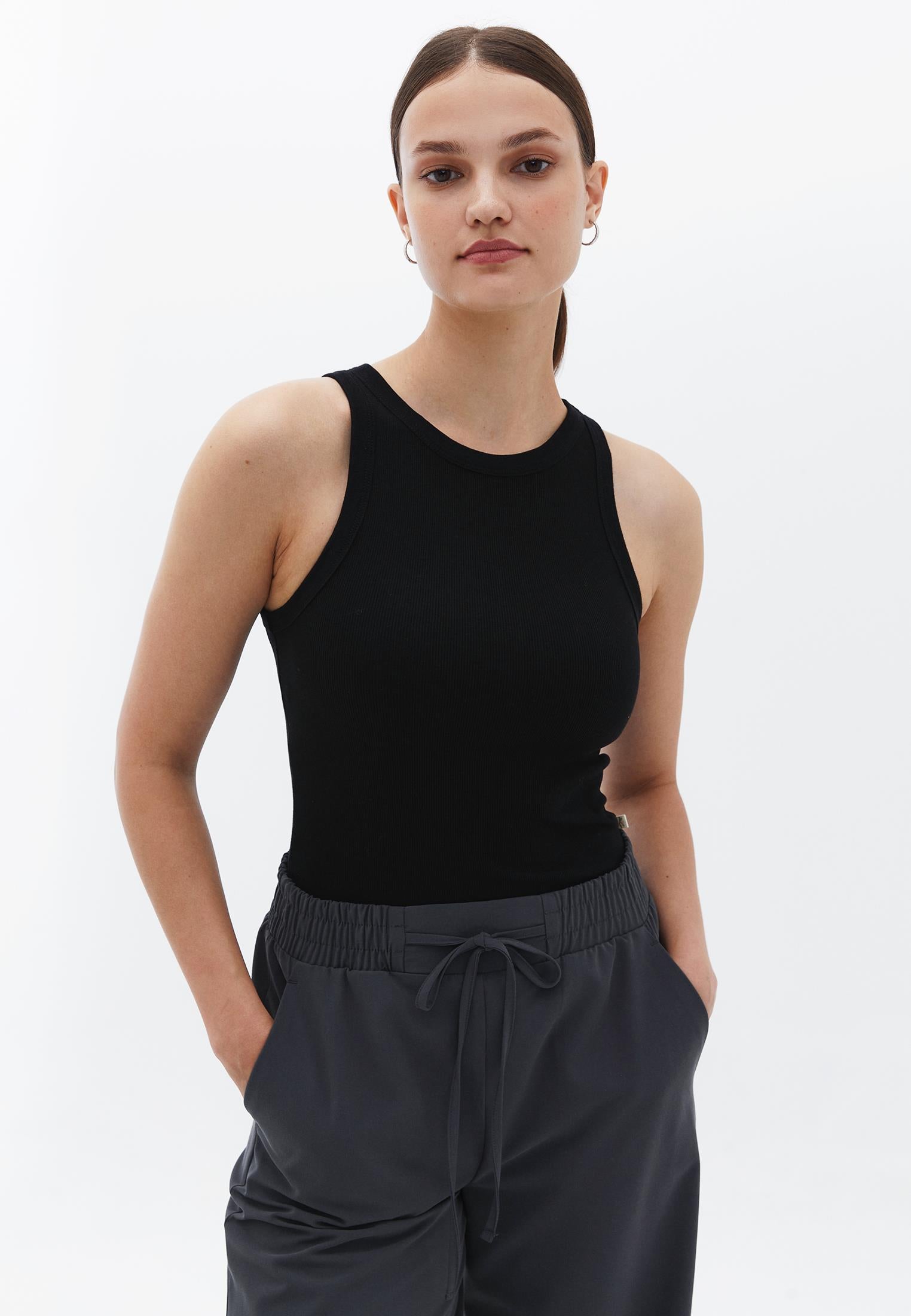 Halter Neck Sleeveless Tank - BLACK