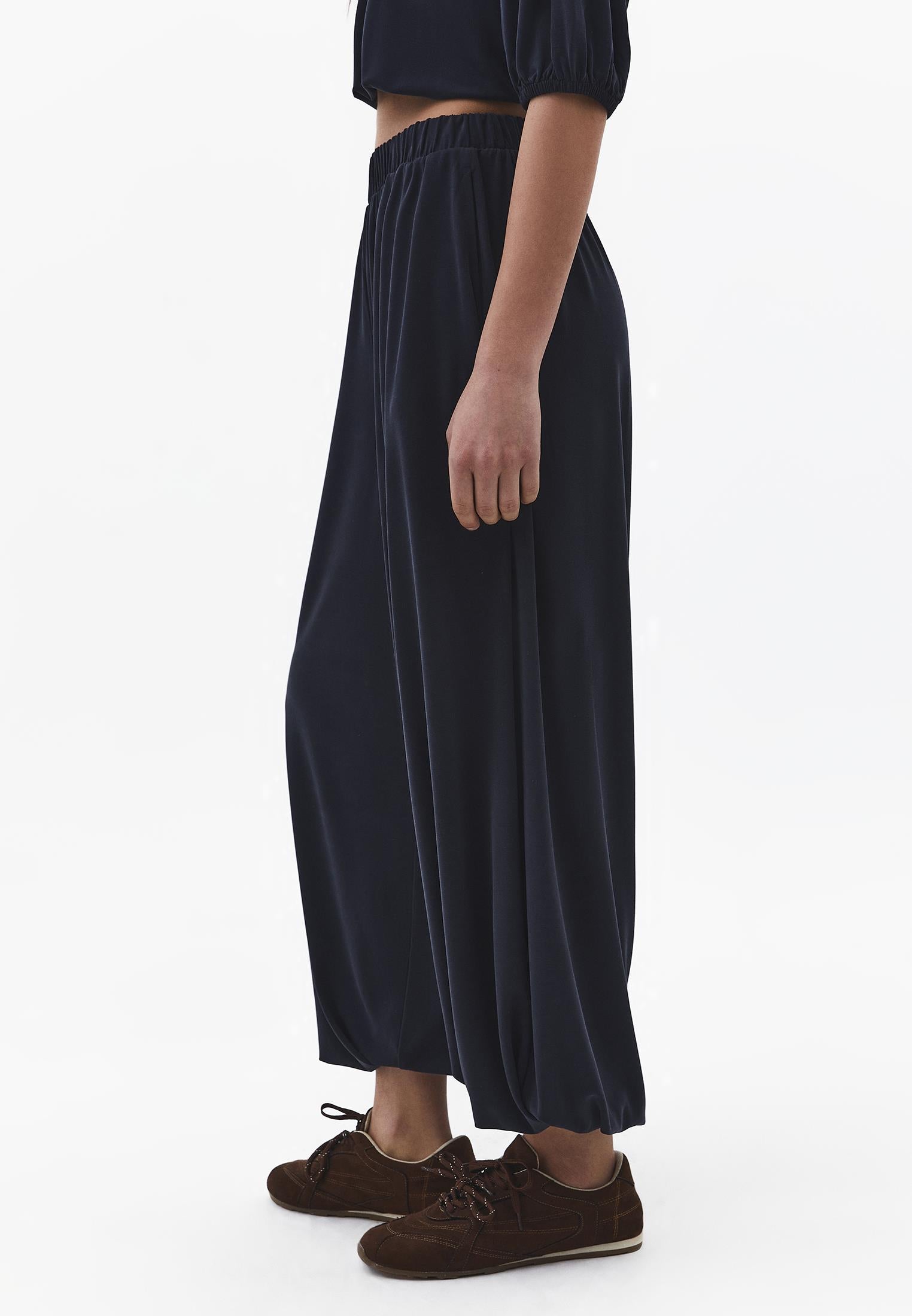 Balloon Form High Waist Jogger Pants - BLACK