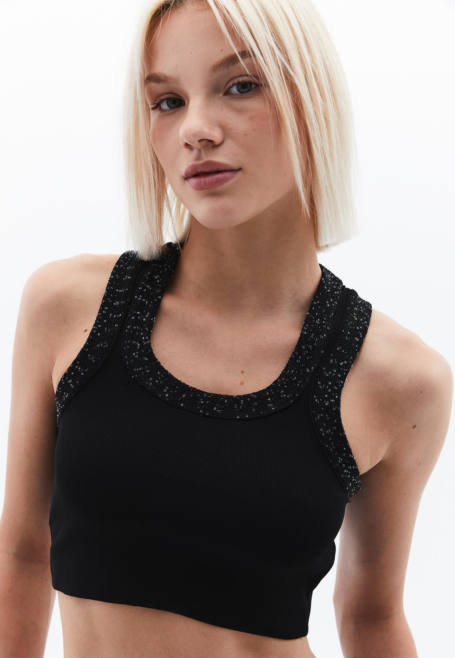 Shiny Tank Top - BLACK