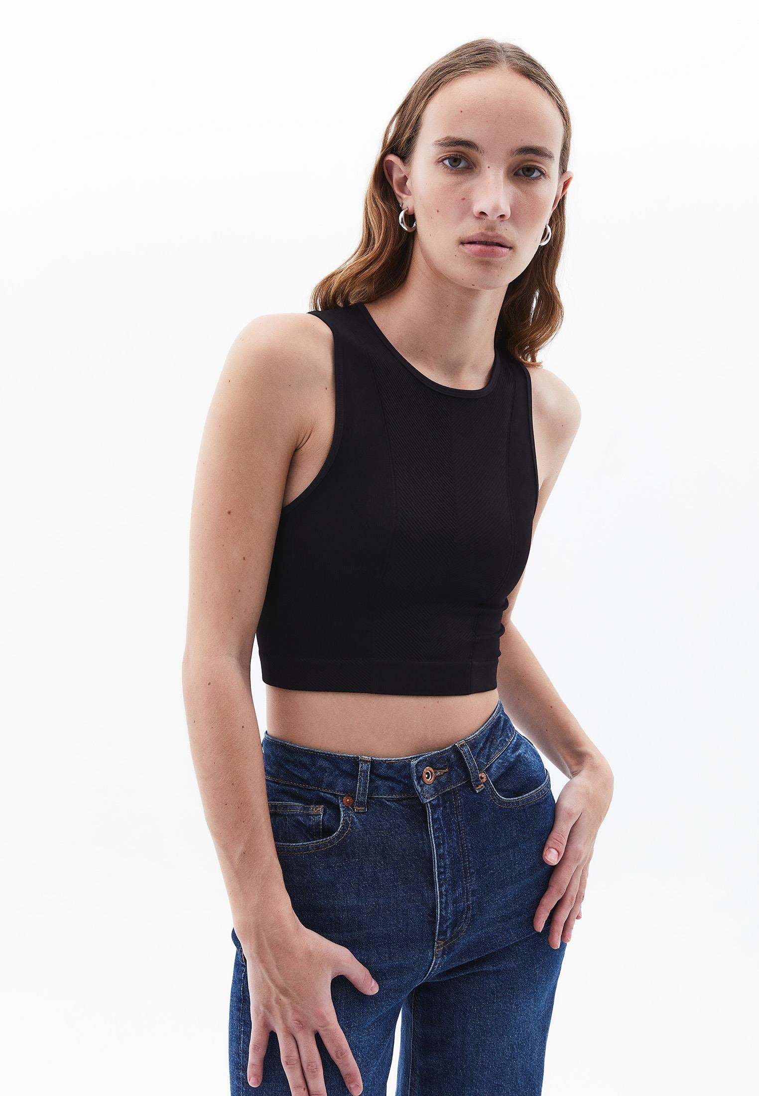 Sleeveless Cropped Top - BLACK