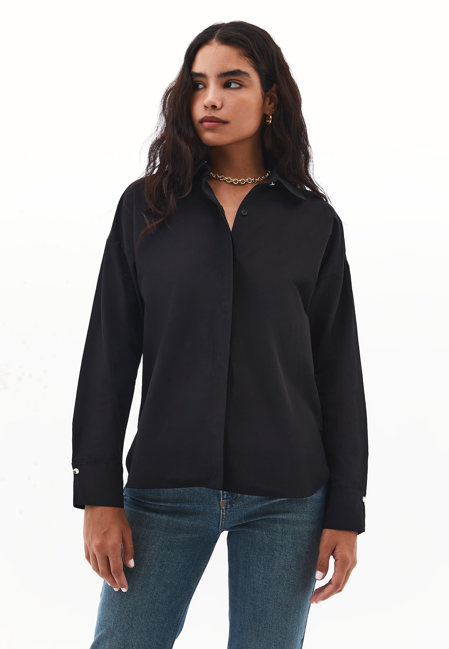 Shirt Model Poplin Weave - BLACK