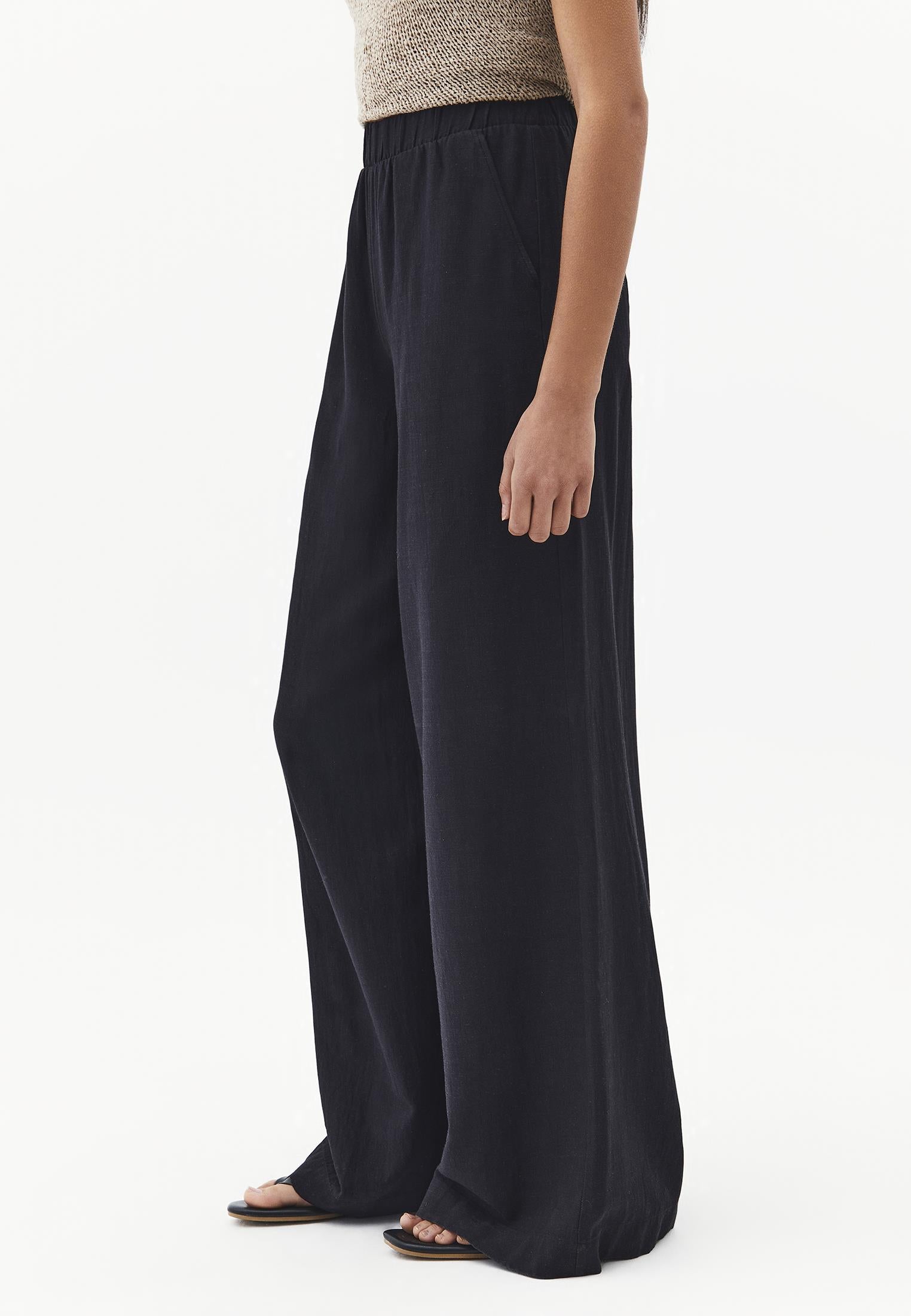 Ultra High Waist Wide Leg Pants - BLACK